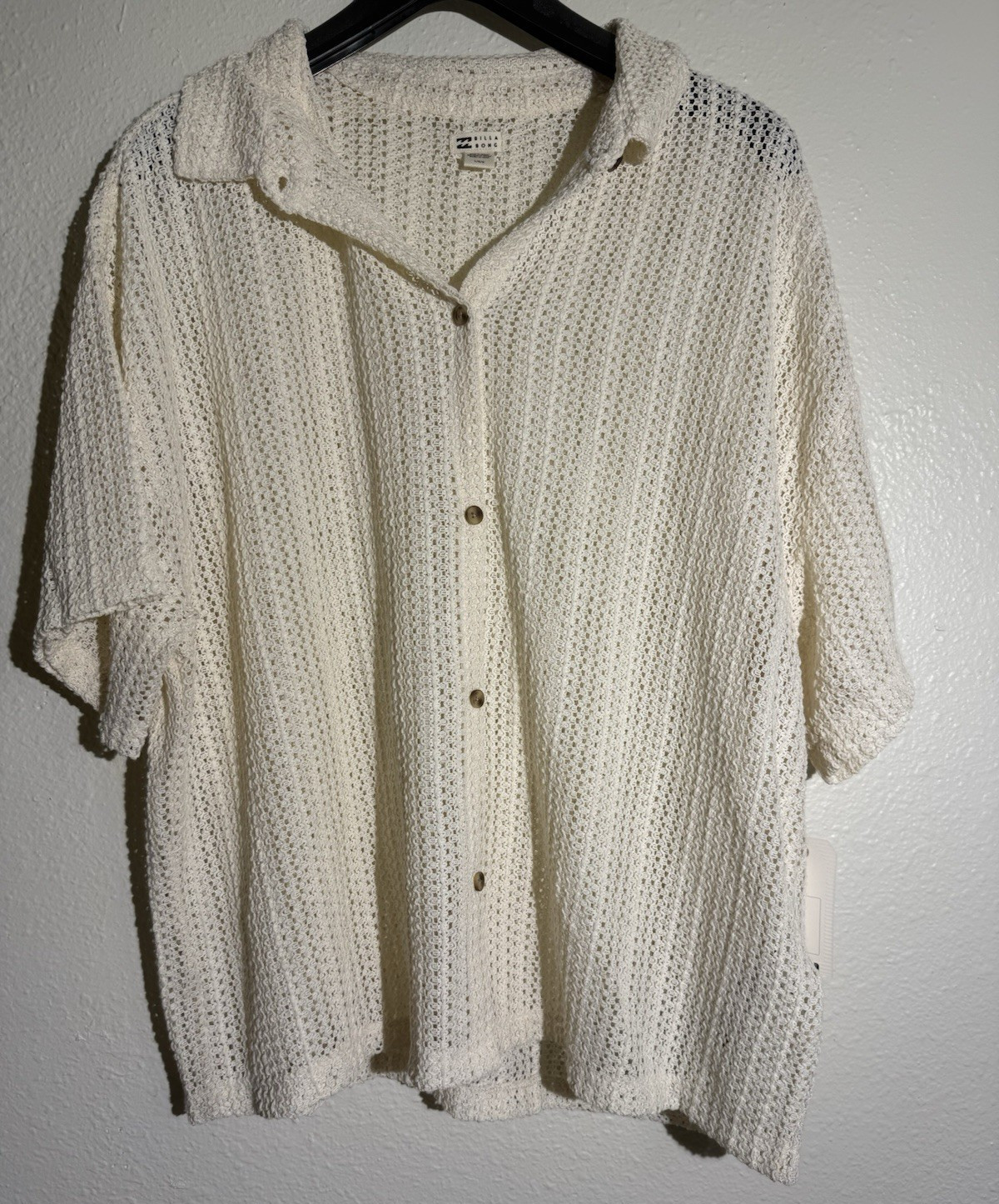 Billabong Largo Overshirt Beige SS Women’s L Spread Collar ABJX600225