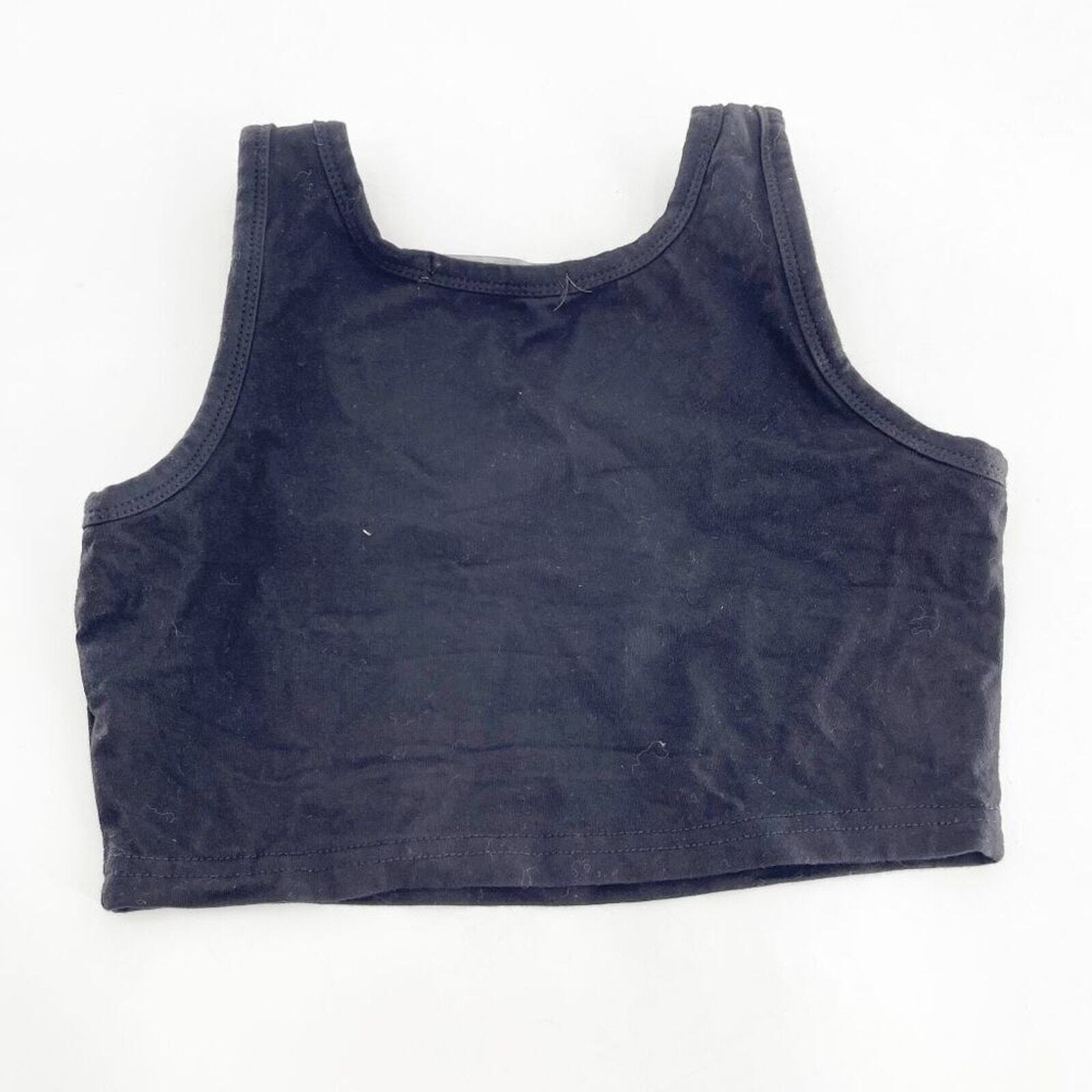Unspecified Crop Tank Top Womens Size S Black Round Neck Casual
