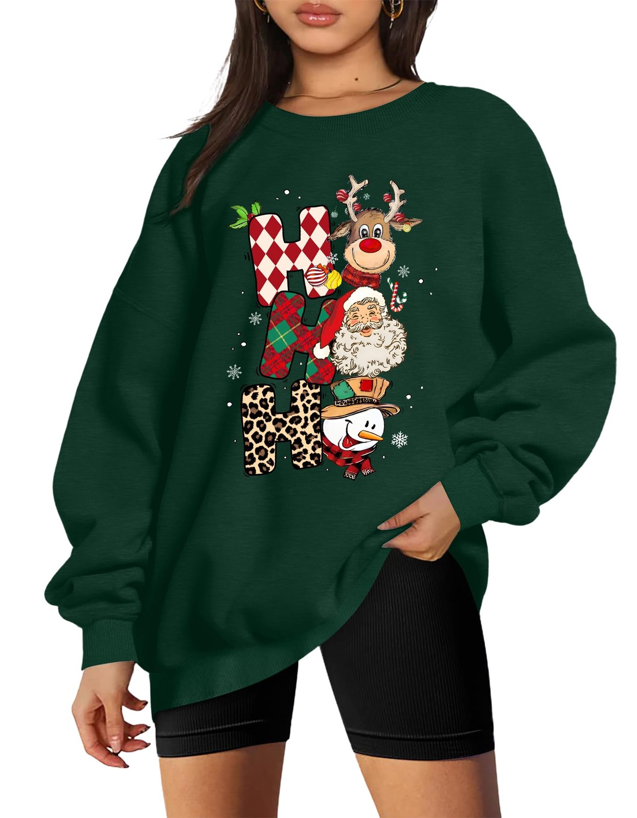 Christmas Sweatshirts Women HoHoHo Christmas Sweatshirt Funny Santa Graphic X…
