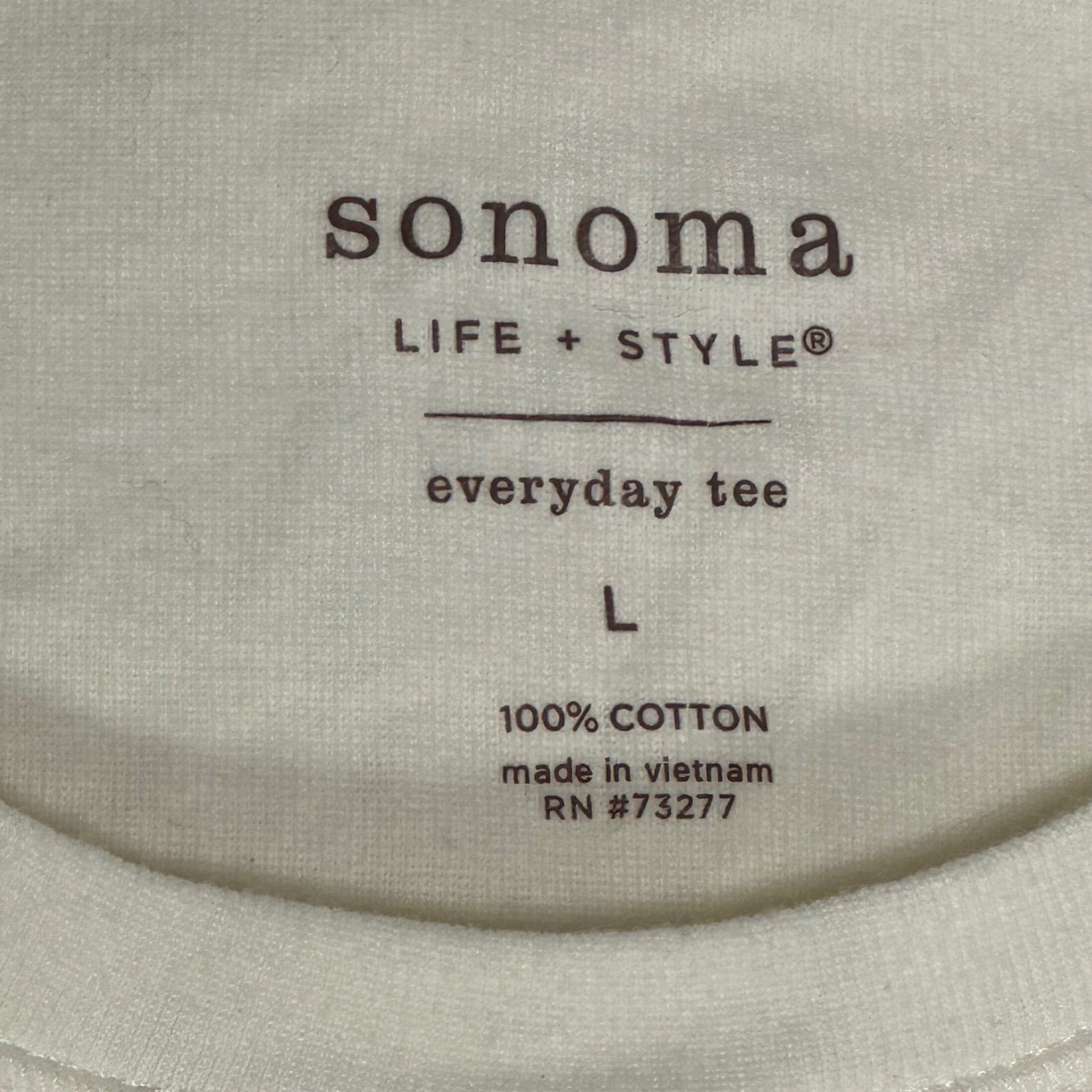 Sonoma Life + Style Womens Everyday Tee Long Sleeve Cotton Cream Top Large