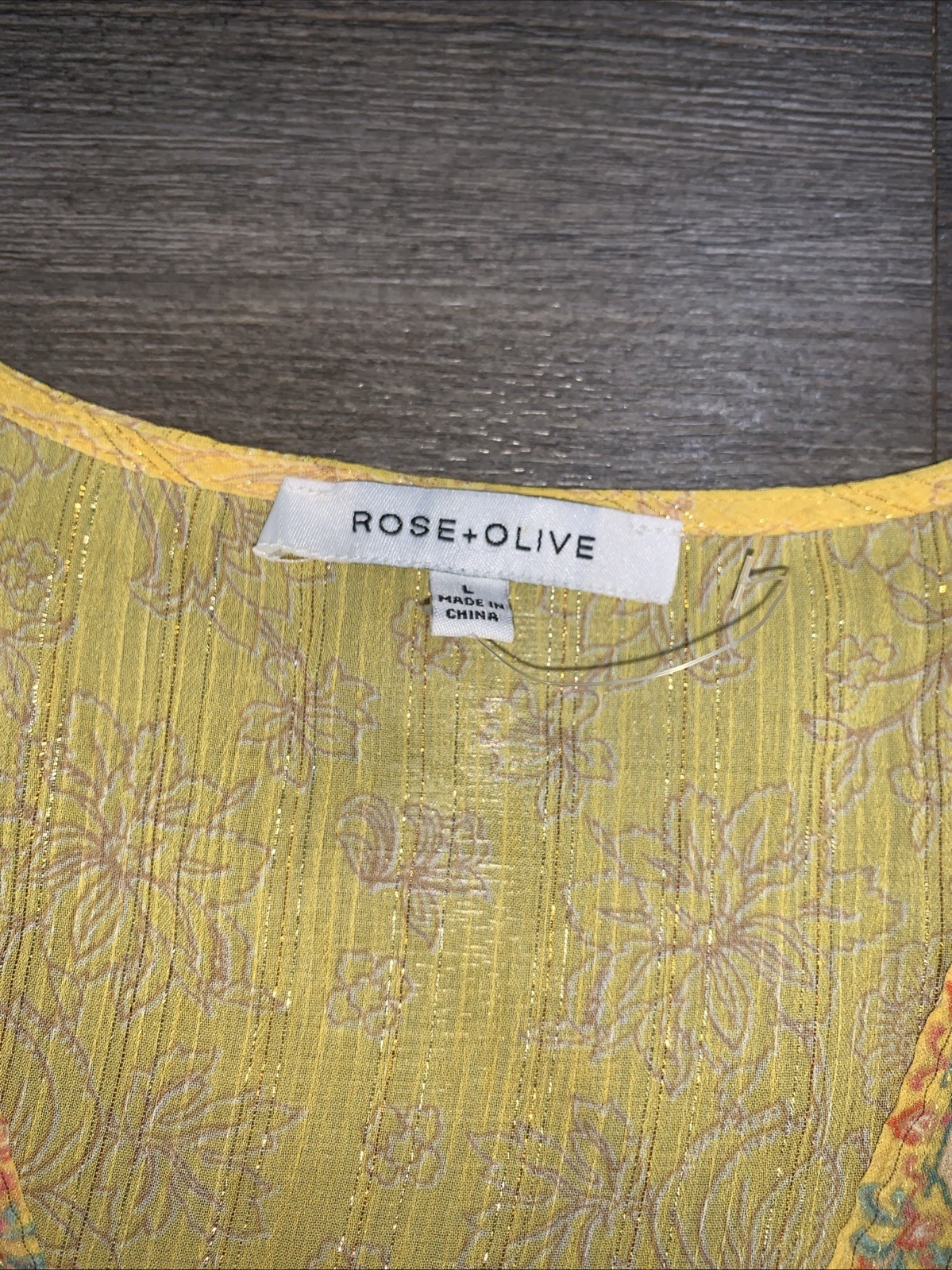 Rose + Olive Sheer Blouse Boho Hippie Size Large Breathable