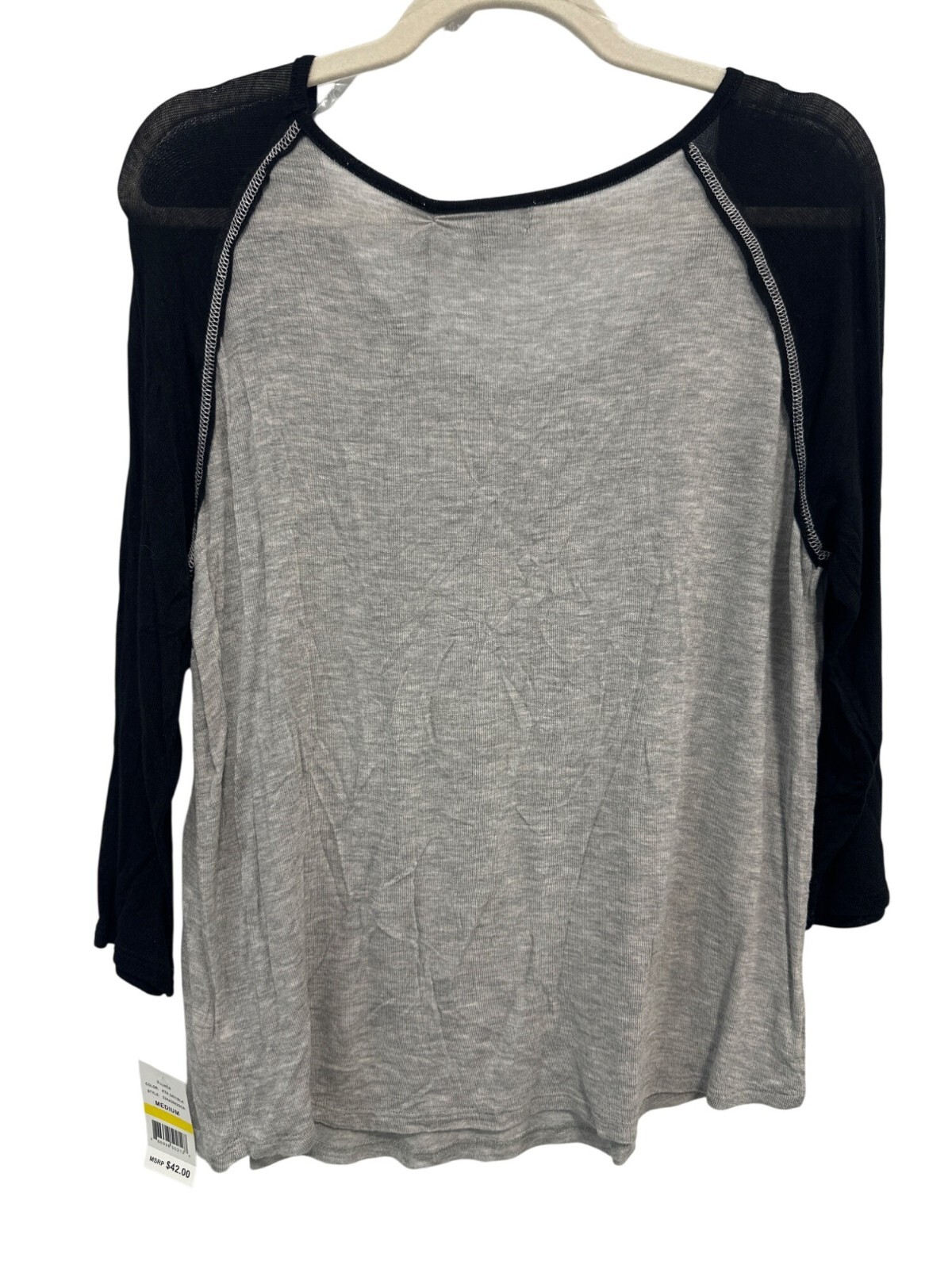 Living Doll Weekend I Love You Raglan Top Women M Graphic T Shirt Gray Black NEW