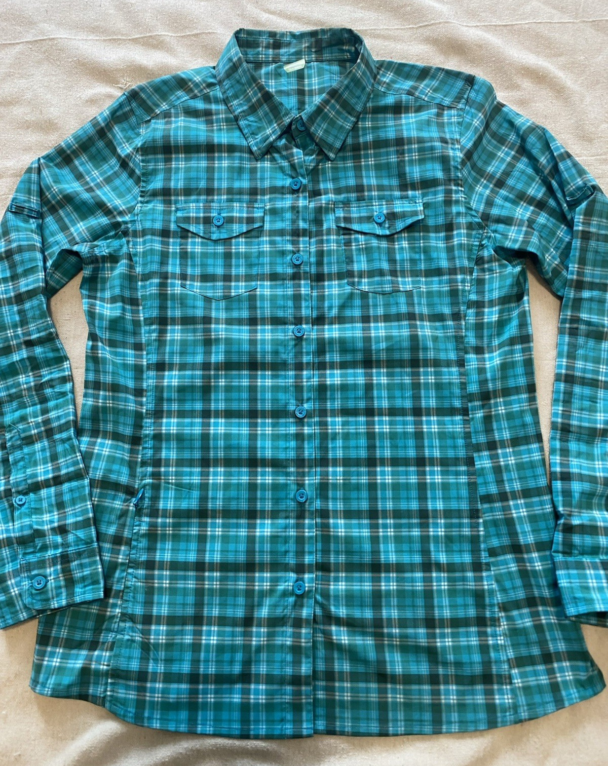 Alpine Design Womens Tech Series Top Size M Blue Plaid Preppy Hiking Outdoorsy
