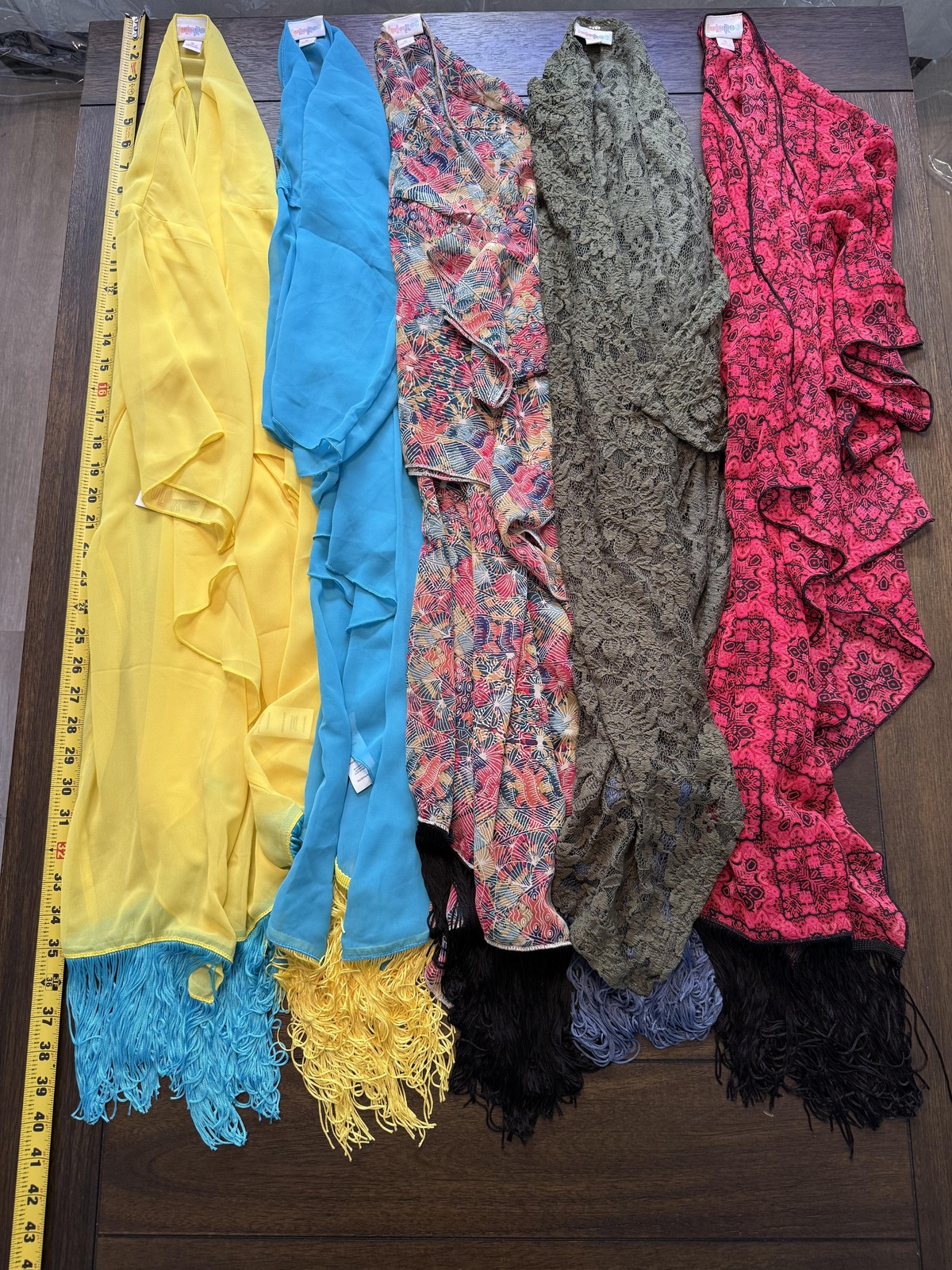LuLaRoe Monroe Kimono Womens Small Lot of 5 Mixed Colors Fringe Sheer Cardigan