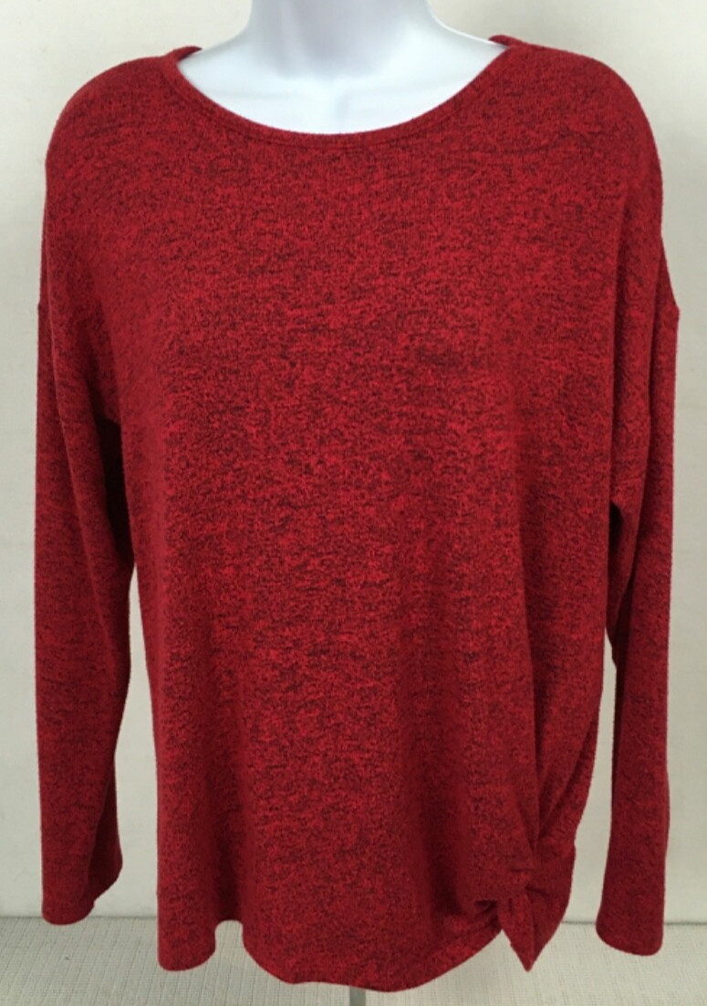 Wonder Nation Womens Top Size XXL 18 Red Long wth Black Sleeves Round Neckline