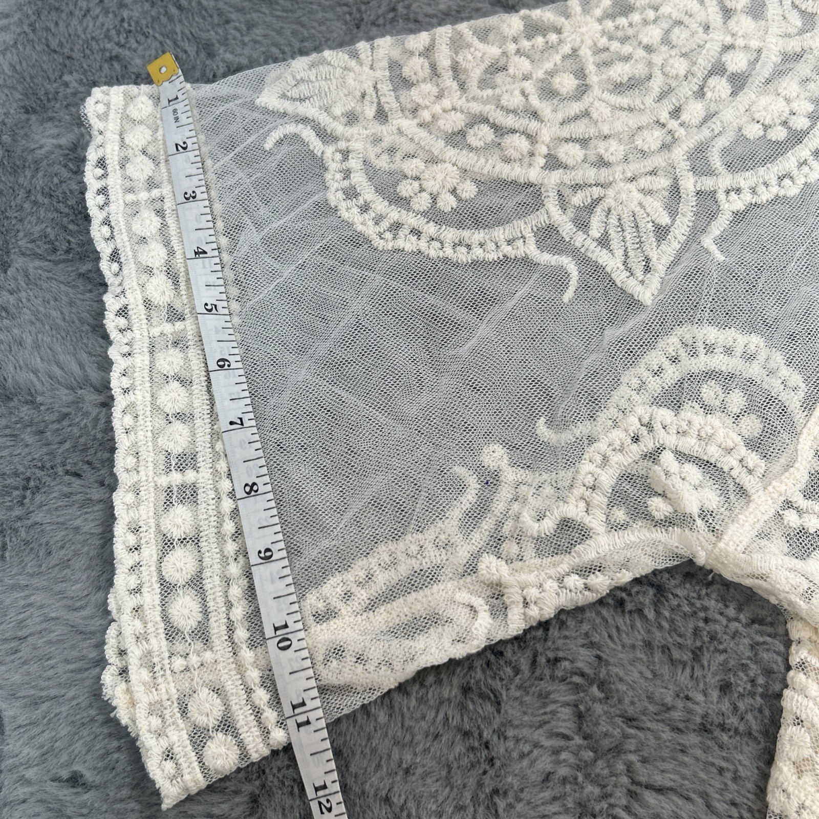 Sheer Ivory Lace Duster Tie Front Long Kimono Womens XL Goddess Romantic Boho