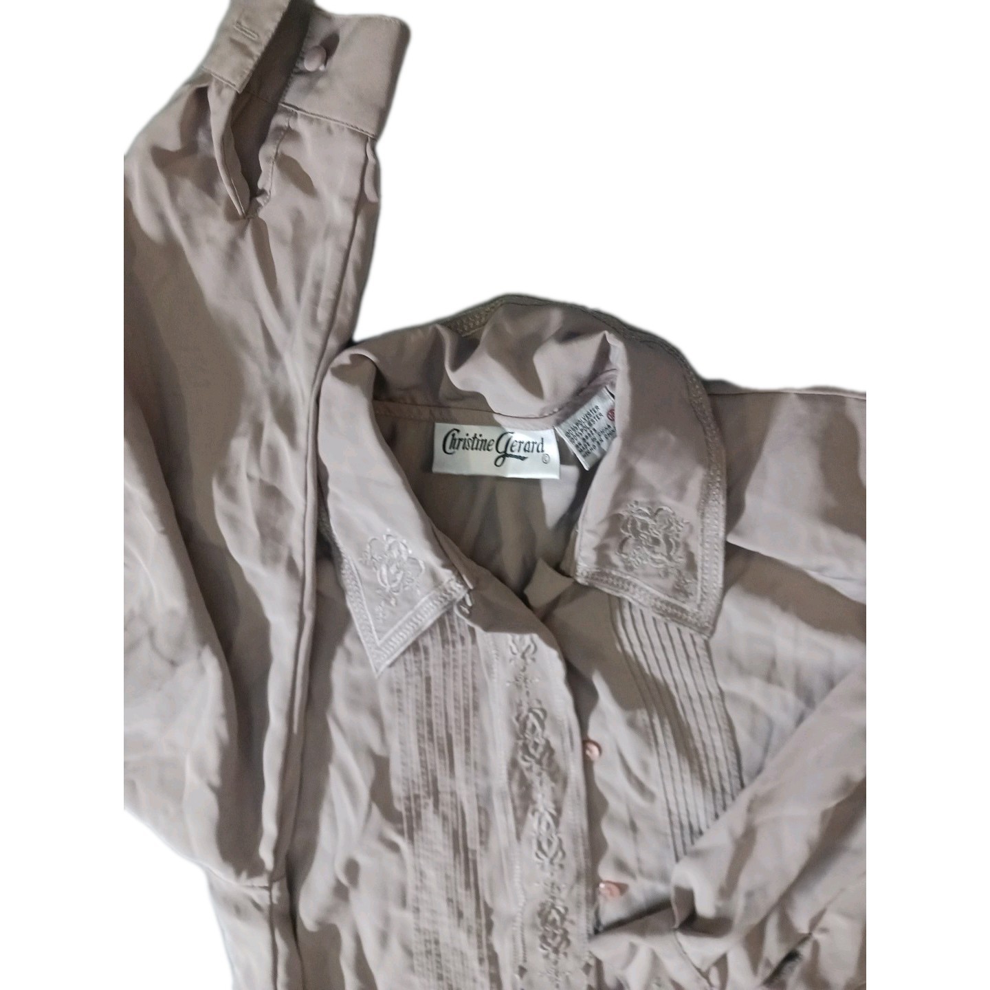 Christine Gerard Women Top Blouse .Color Gray .size 10 Rn#58623 Polyster