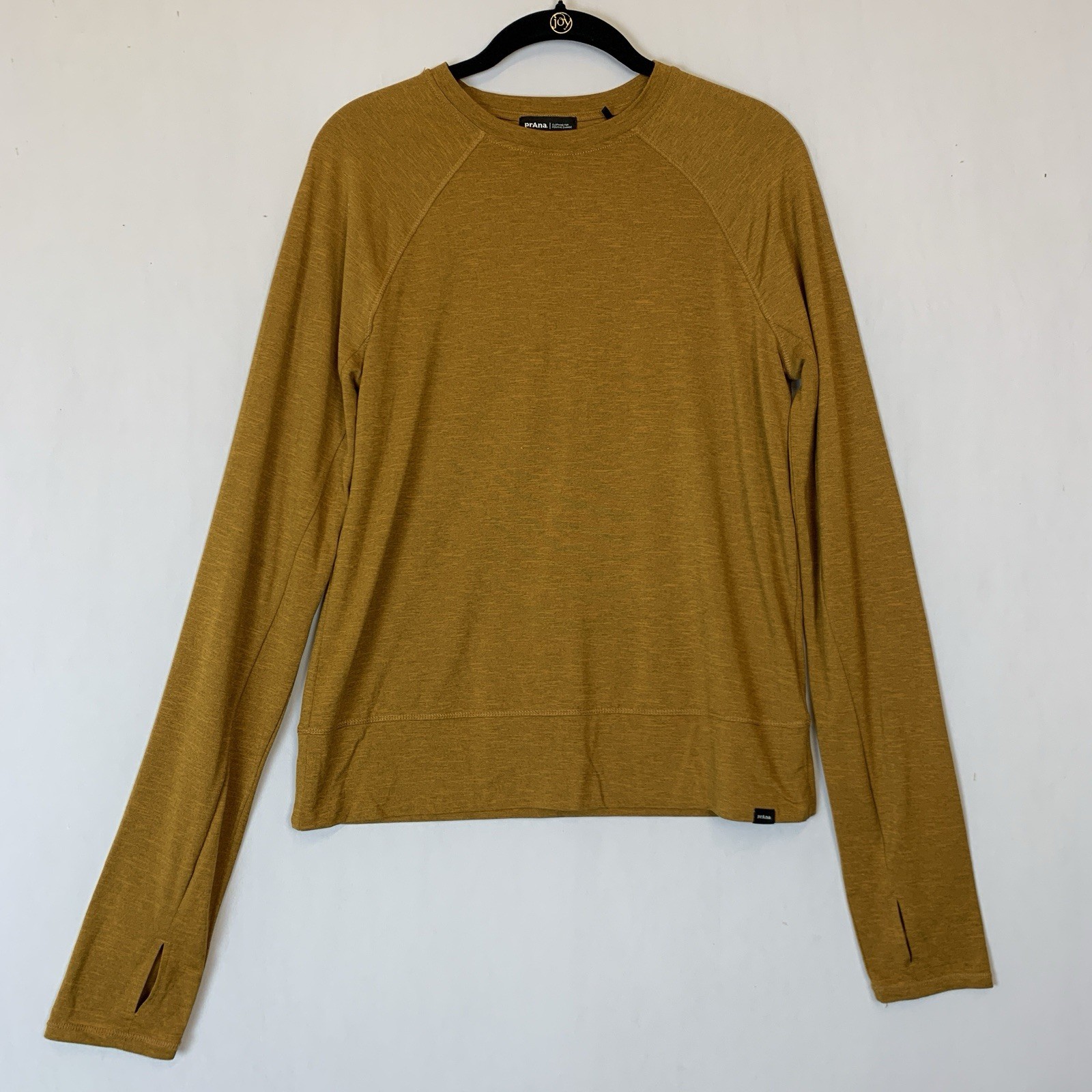 PrAna Shirt Womens Small Yellow Sol Searcher Long Sleeve Top UPF 50+ Thumb Holes
