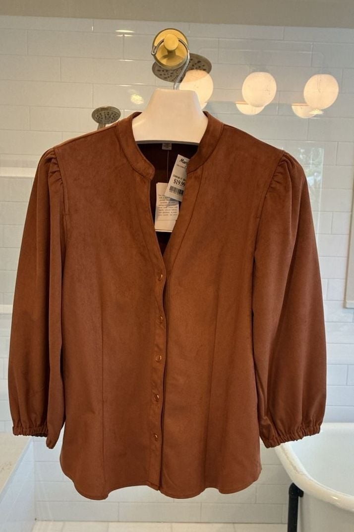 Philosophy Republic Clothing Women’s Faux Suede Button-Front Blouse