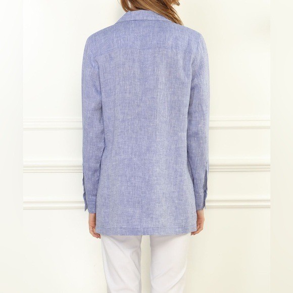 NWT Hinson Wu “Beatrice” Button-Down Linen Shirt in Cross Dyed Sz 2