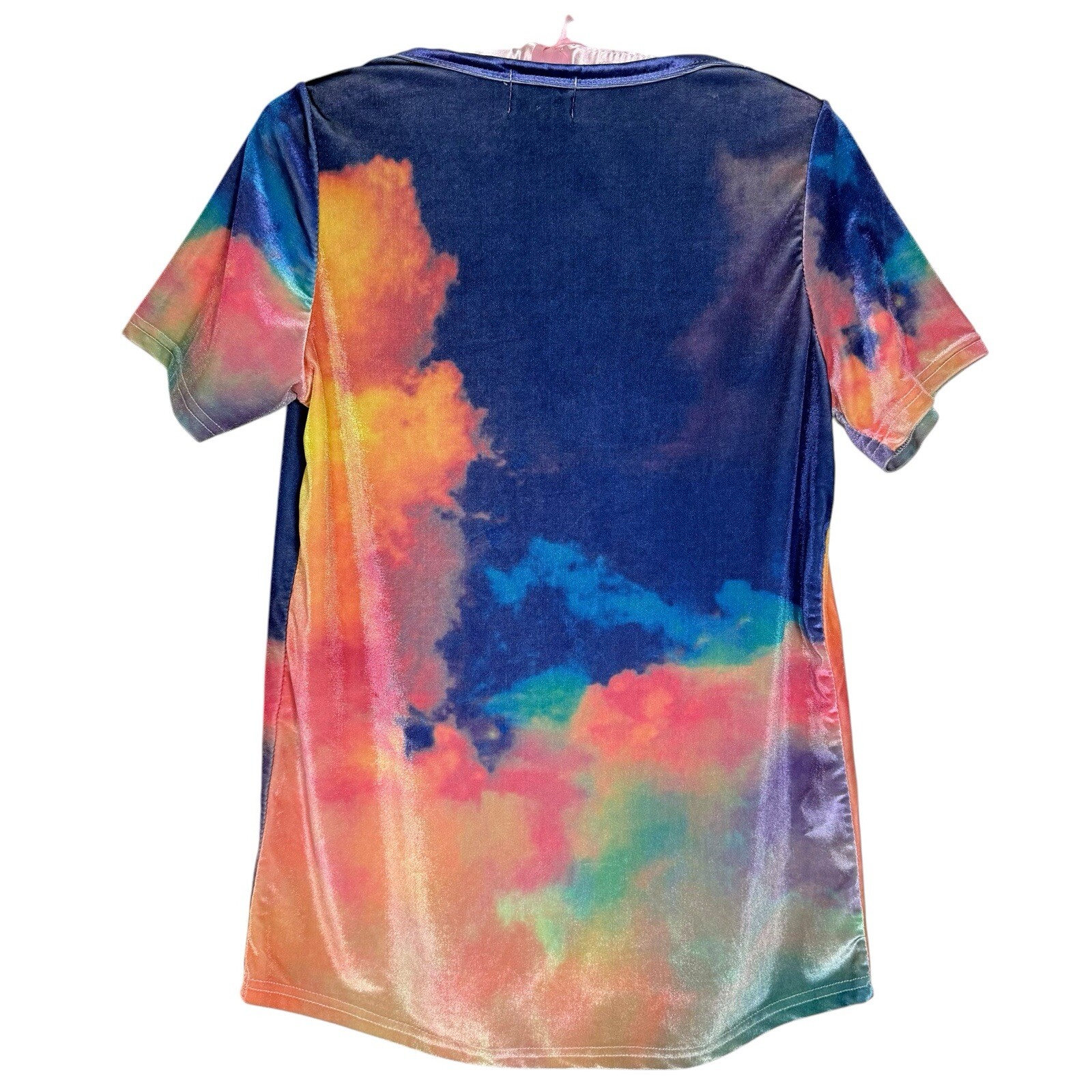 Galaxy Tie Dye Velvet S/M Choi Wan Triangle Print Shirt Rainbow Made In Korea