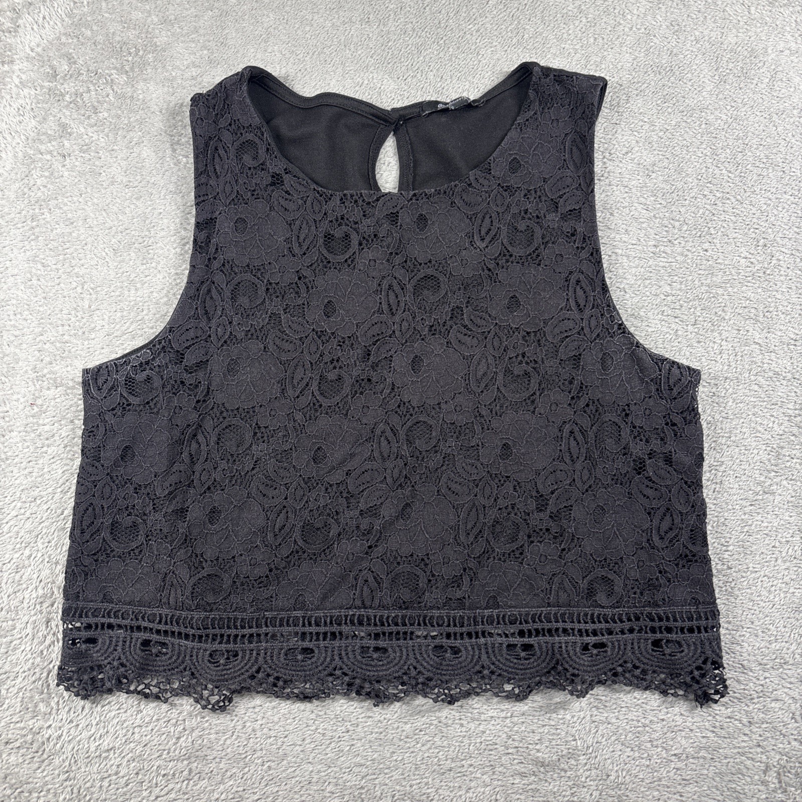Ambiance Apparel Women’s Black Lace Sleeveless Blouse Size Medium