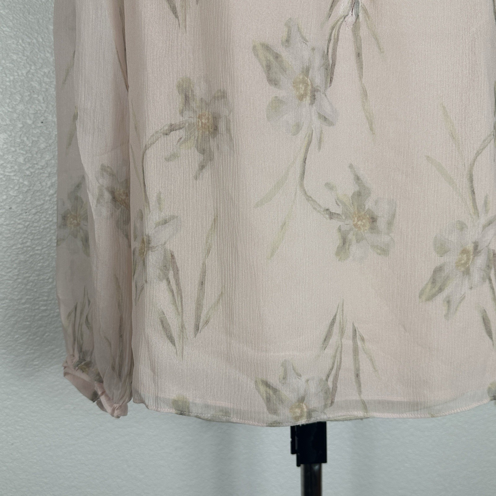 Rebecca Taylor Silk Top Women Size 4 Pink Daffodil Floral Feminine Blouse NWT