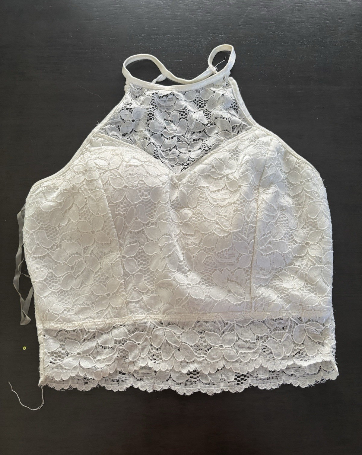 Bozzolo White Lace Top Size M (one side of the built in bra is uneven)