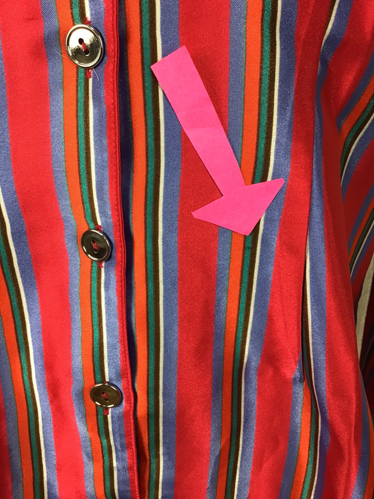 Connie Howard Retro VTG Blouse Satin Stripes Long Sleeve 60’s 70’s Shirt 10 L