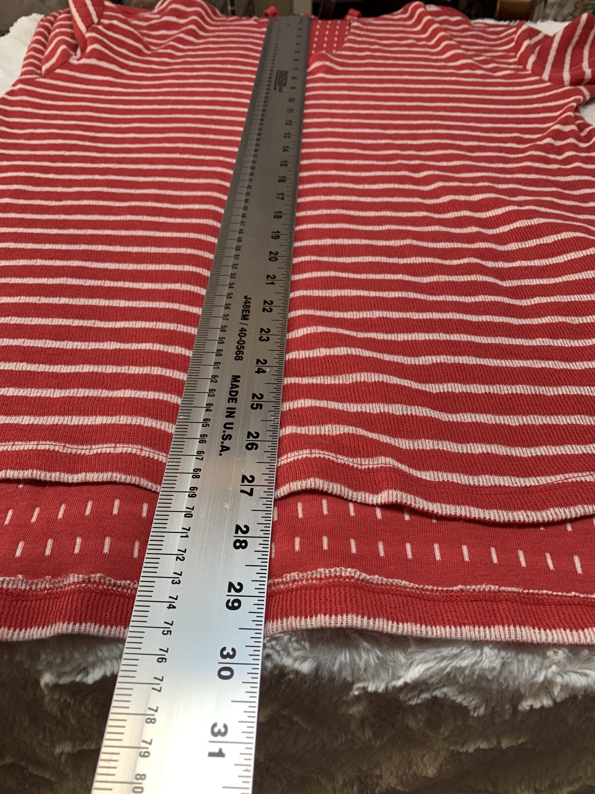 Any Body Sweatshirt Womens Medium Loungewear Red White Striped Hooded Pullover