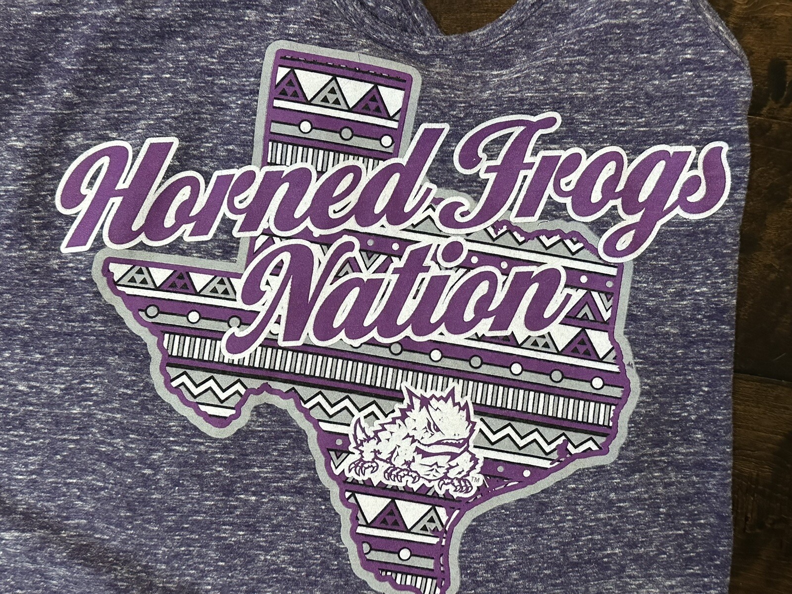 TCU Purple Horned Frog Nation Racerback Tank size Medium Pressbox Game Football