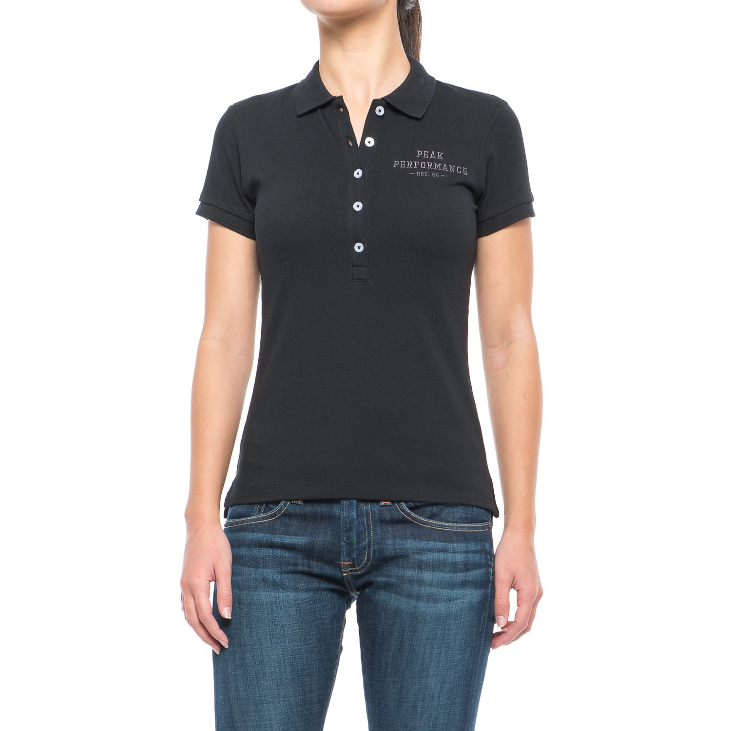 New $70 Peak Performance Women’s Pique Polo Shirt – Short Sleeve, 100% Cotton