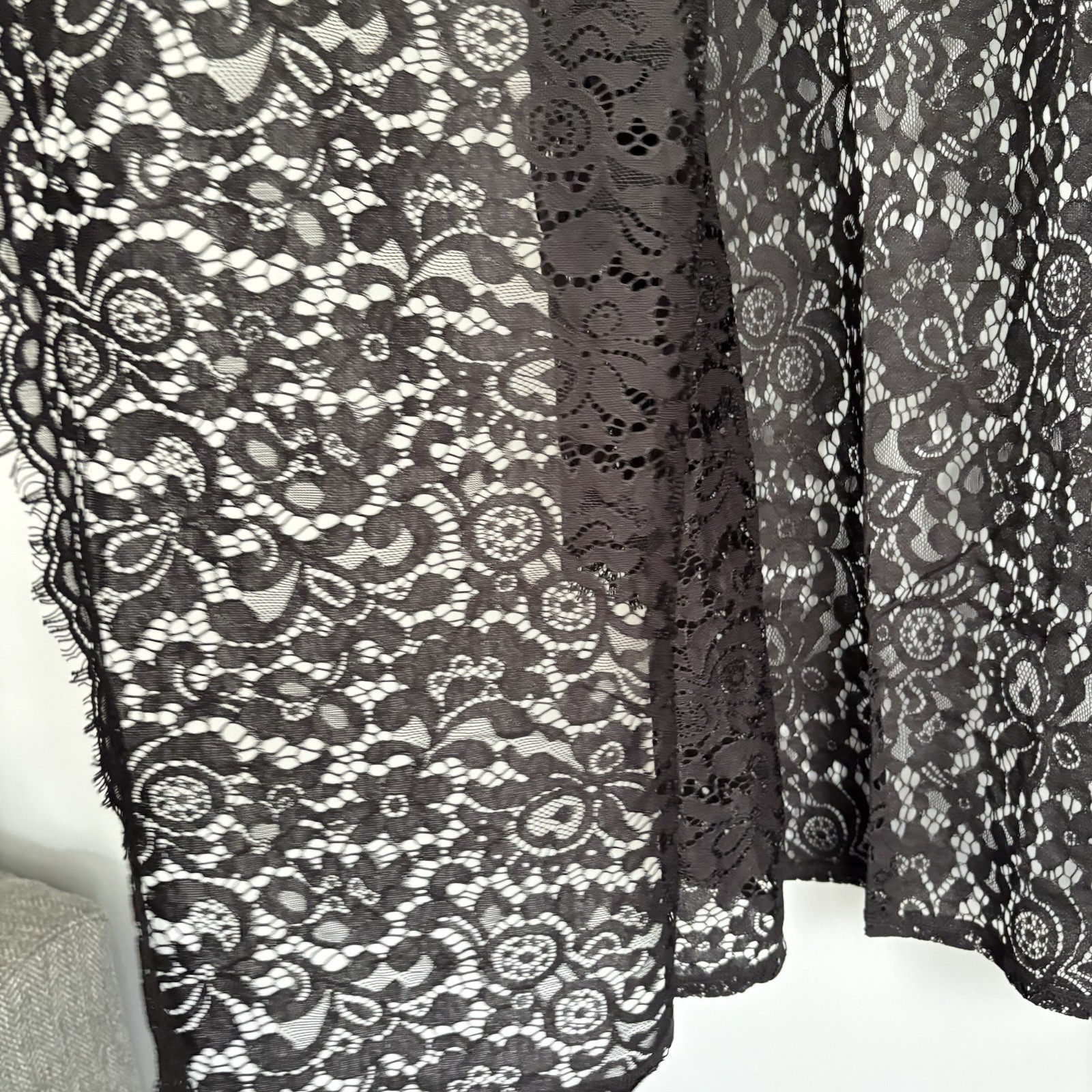 NEW Isaac Mizrahi Live! Black Floral Lace Knit Cover-Up Top Plus Size 1X Sheer