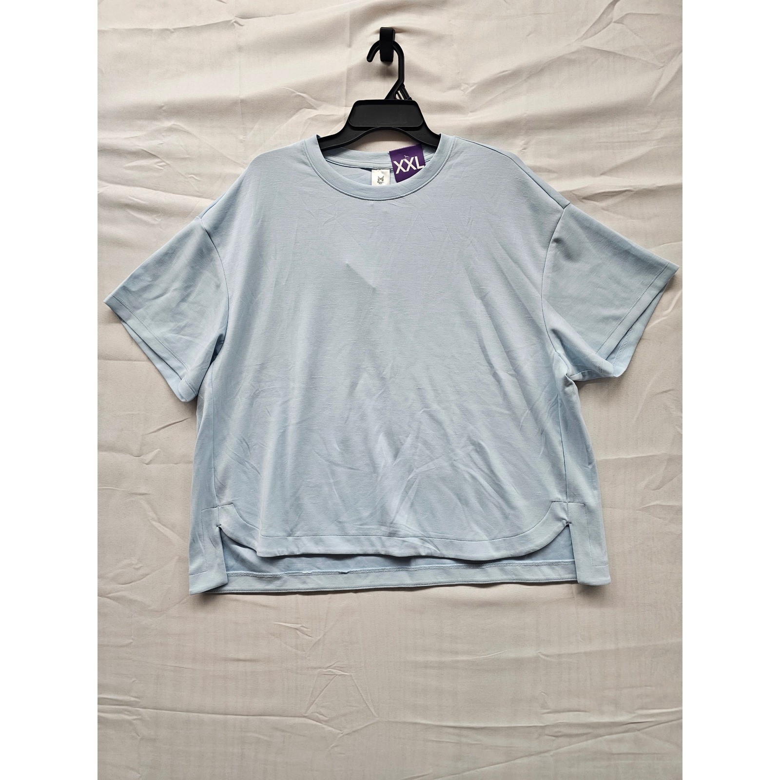 Member’s Mark Sandwash Tee Light Blue Relaxed Fit Drop-tail Hem XXL MM23072