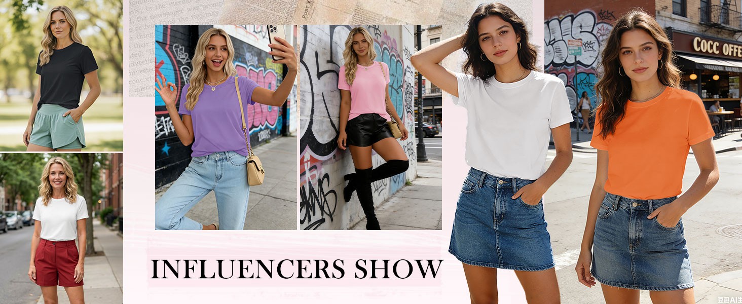 Women’s Crewneck T-Shirts Short Sleeve Cotton Shirt Summer UPF 50+ Casual Tops
