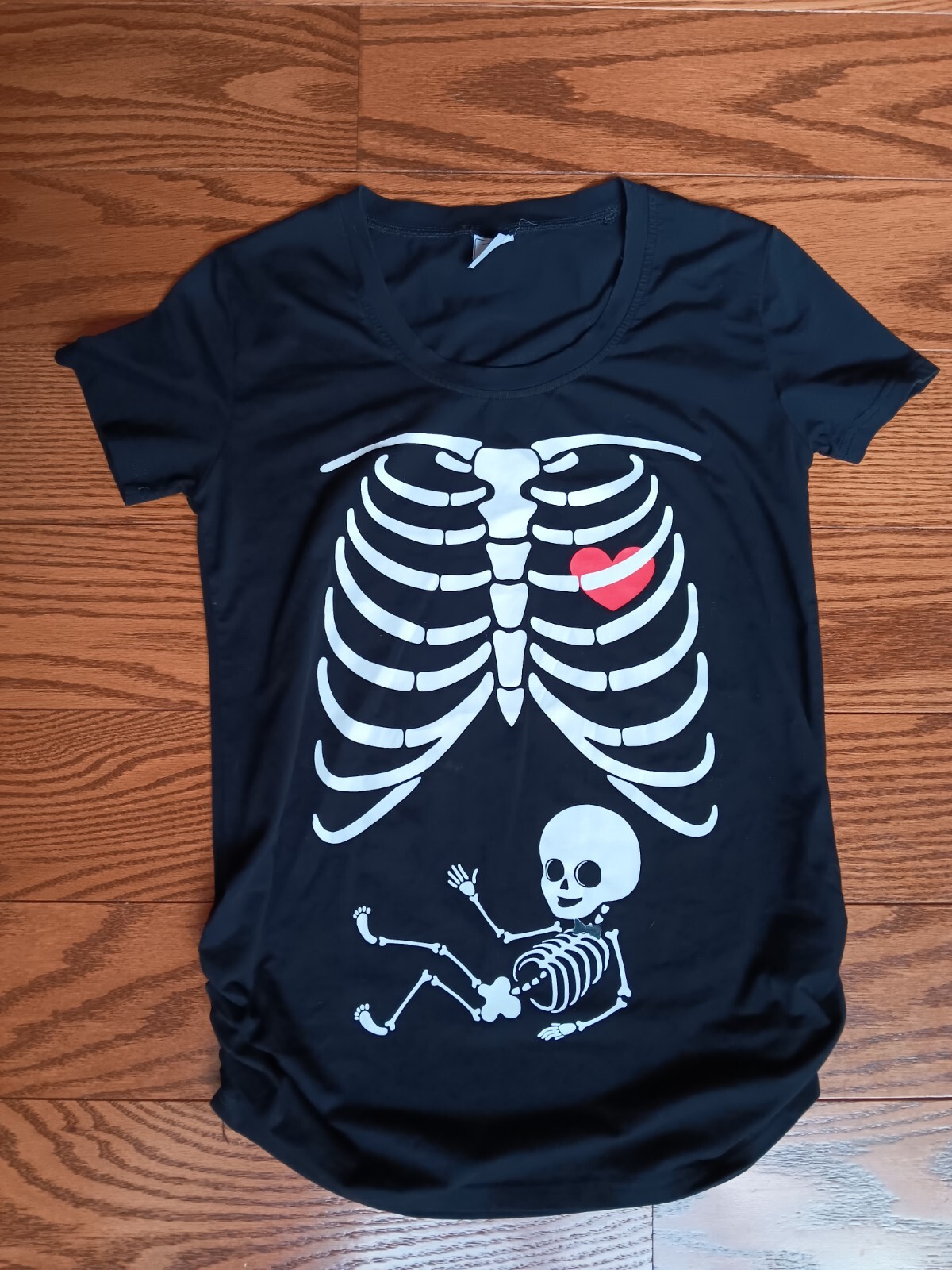 Silk Road Tees Mama Skeleton W/Baby T Shirt Maternity Top Size Medium Black