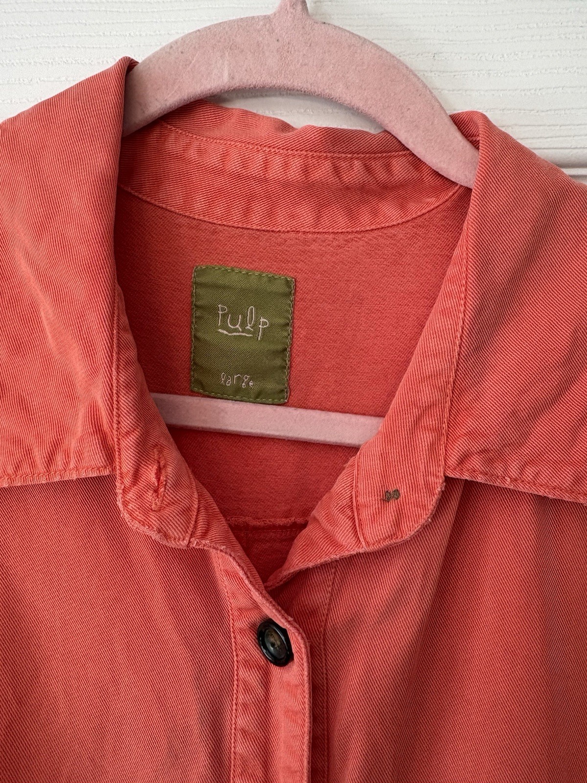 Pulp Women’s L Orange Solid Long Sleeve Point Collar Button-Up Shirt
