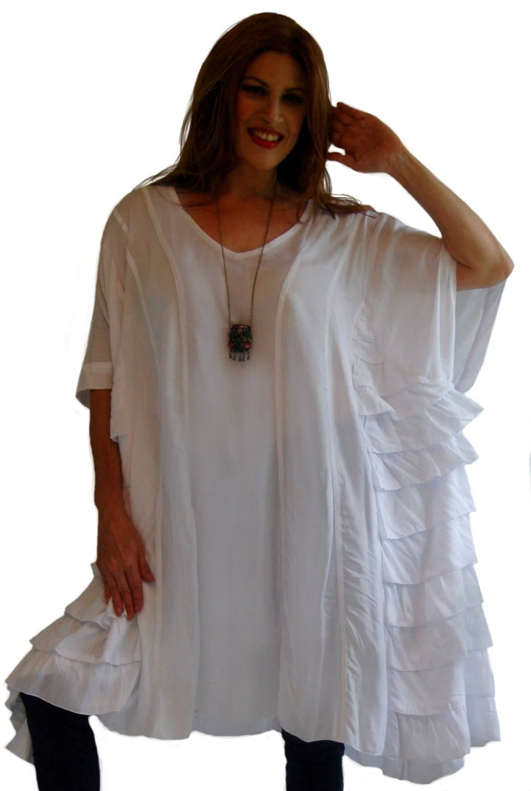 pick color caftan tunic poncho over size OSFA rayon chiffonM L XL 1X 2X 3X 4X 5x