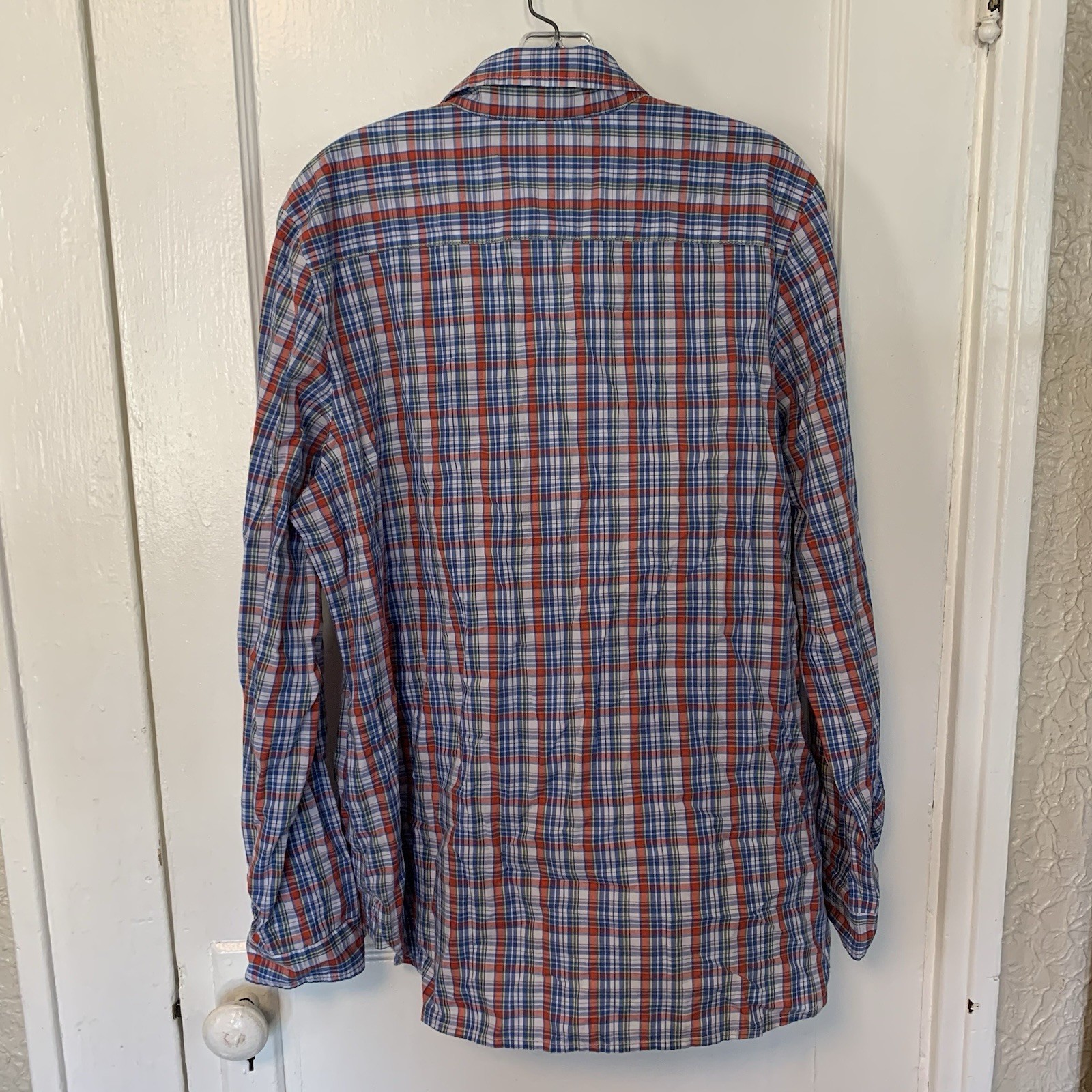 Tommy Hilfiger Blue Plaid Long Sleeve Button Popover Career Blouse Top XL NEW