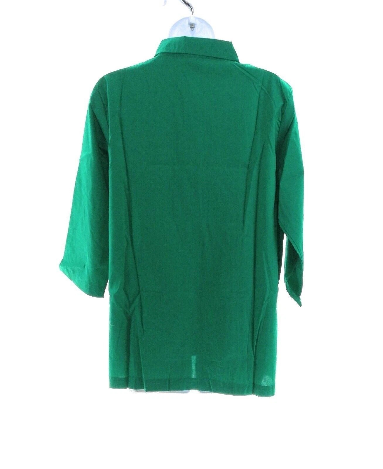 American Sweetheart Womens Petite Large Green Pleated Button Front Blouse Top