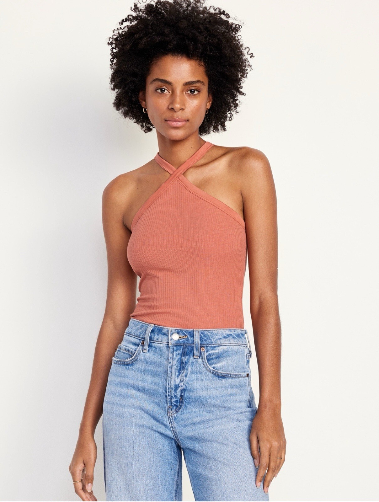Old Navy Women’s Size XXL TALL ~ Amber Fitted Rib-Knit Halter Tank Top NWT