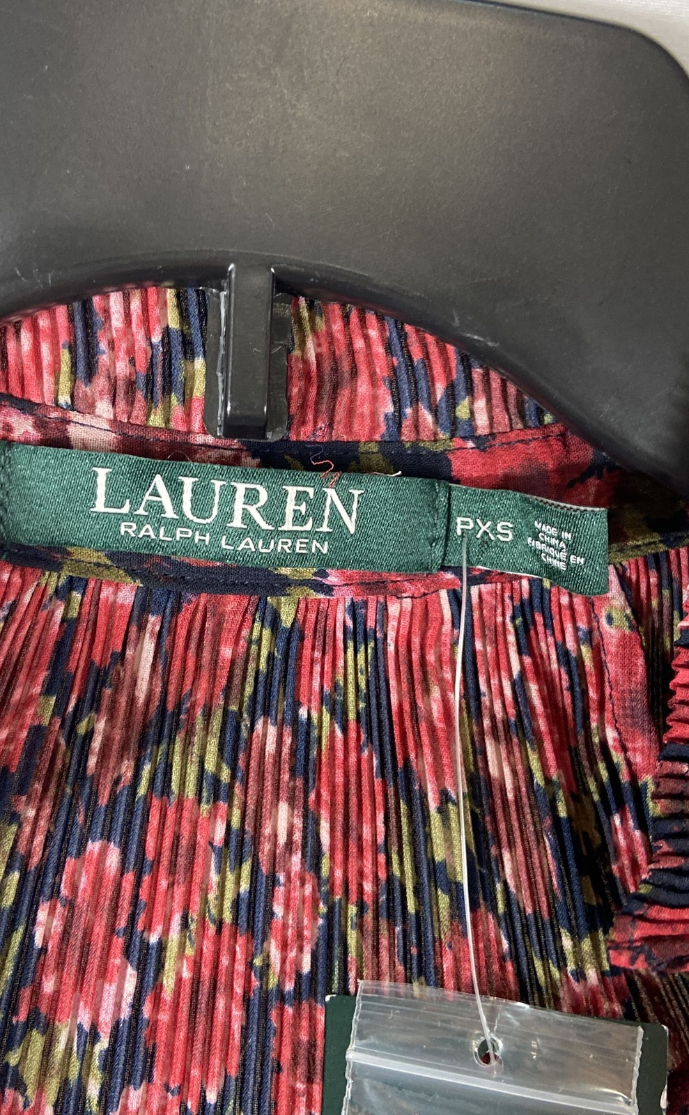Lauren Ralph Lauren Women’s Navy Red Floral Sunburst Pleated Blouse NWT Sz PXS