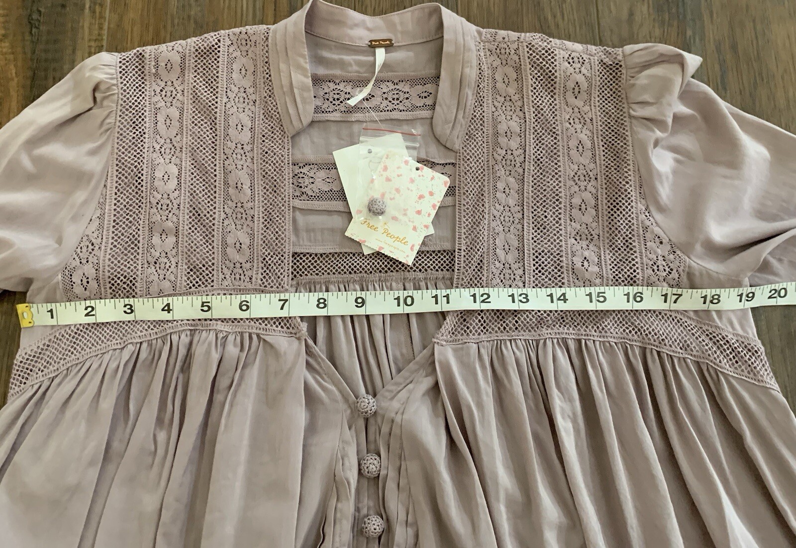 Free People Esme Button Up Top Boho Crochet Romantic Lavender Mauve NWT $128 XS