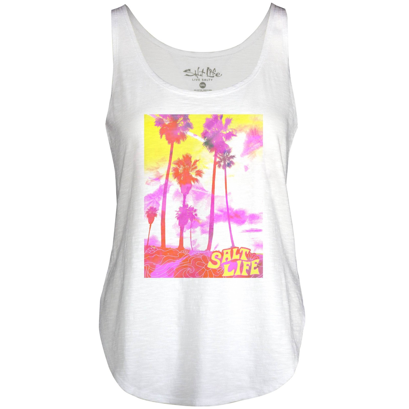 New Salt Life Technicolor Sky Tank Live Salty Saltlife White L NWT NEW