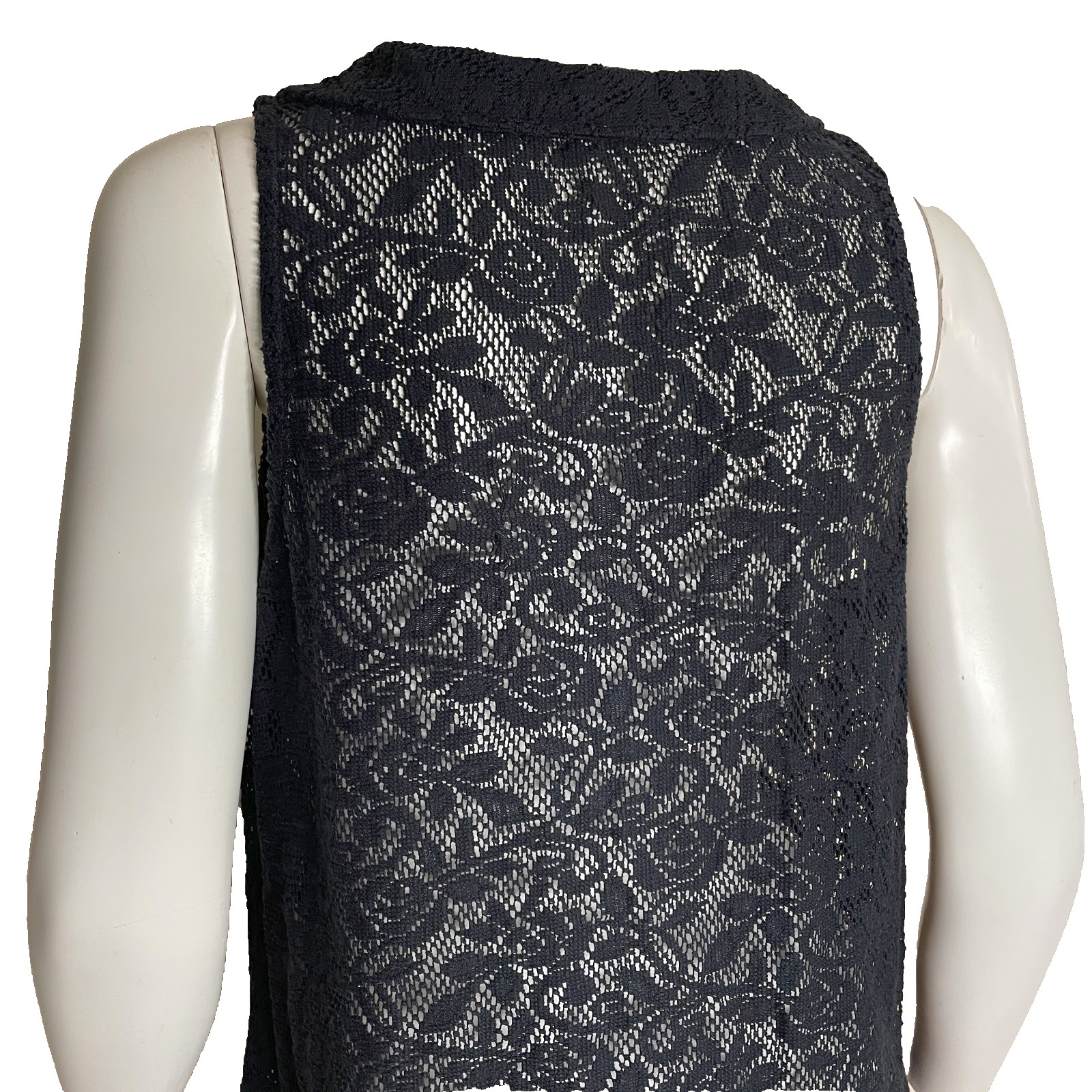 Roper Western Shirt Top Sz M Sleeveless Black Lace Sheer Rose Cowgirl Feminine