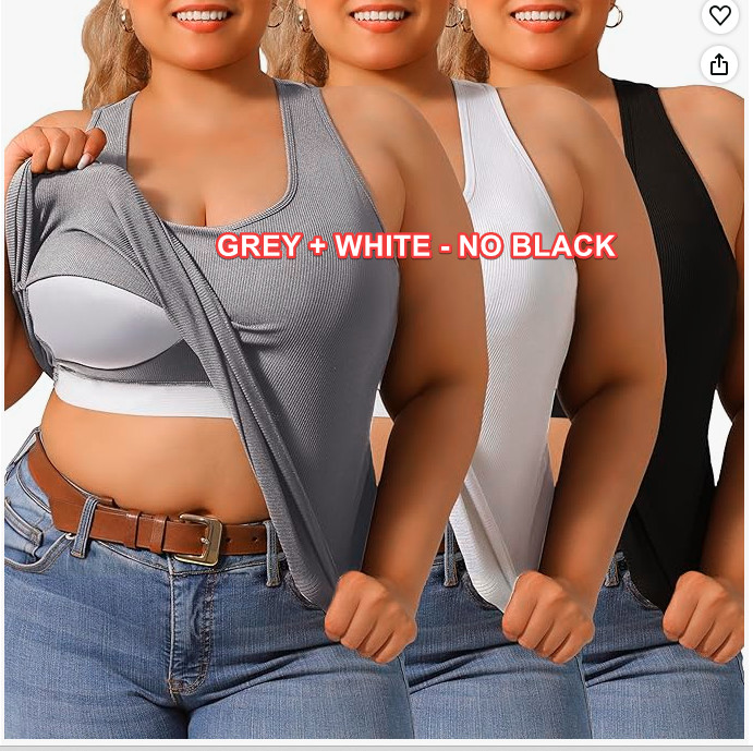 DAGGLOSA Plus Size Women’s Casual Sports Tank Top, Breathable and Soft, 2pk 0X