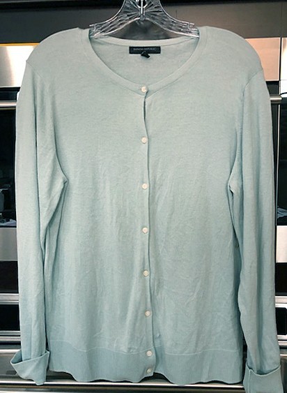 Banana Republic Baby Blue Top Cardigan Cotton Cashmere Sleeve Button up Soft XL