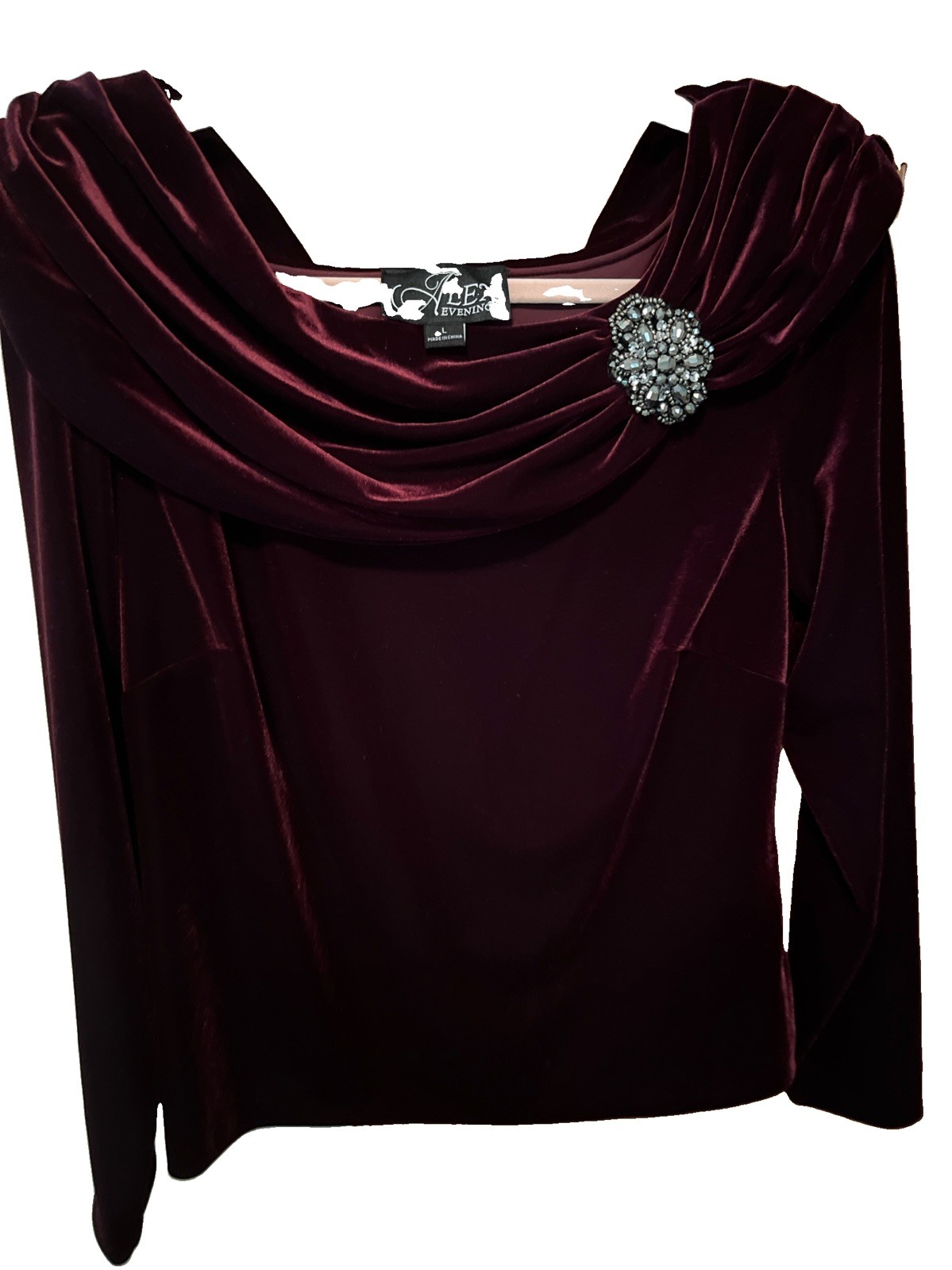NWT $129 Alex Evenings Wine Velvet Top Jacket Wedding Formal Mother Of Bride L