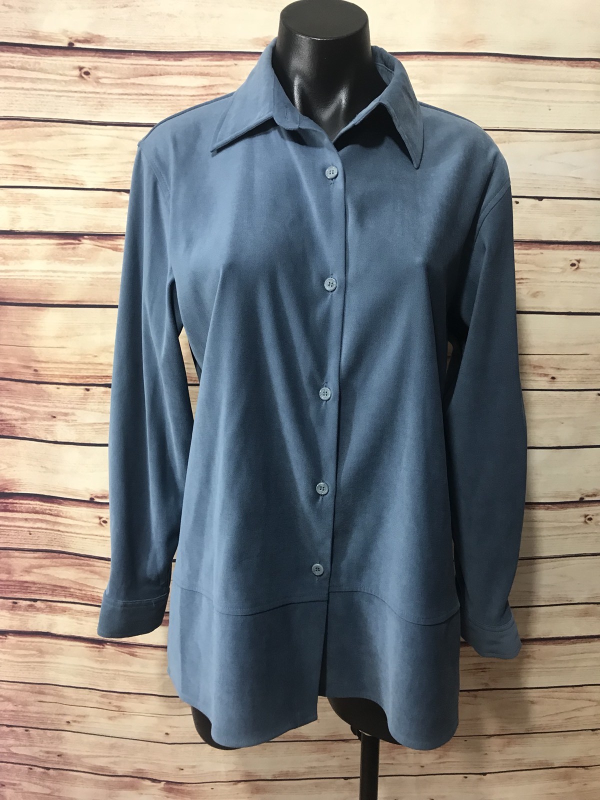 Casual Corner Annex Womens Size Small Shirt Top Blue Long Sleeve Button-up Soft