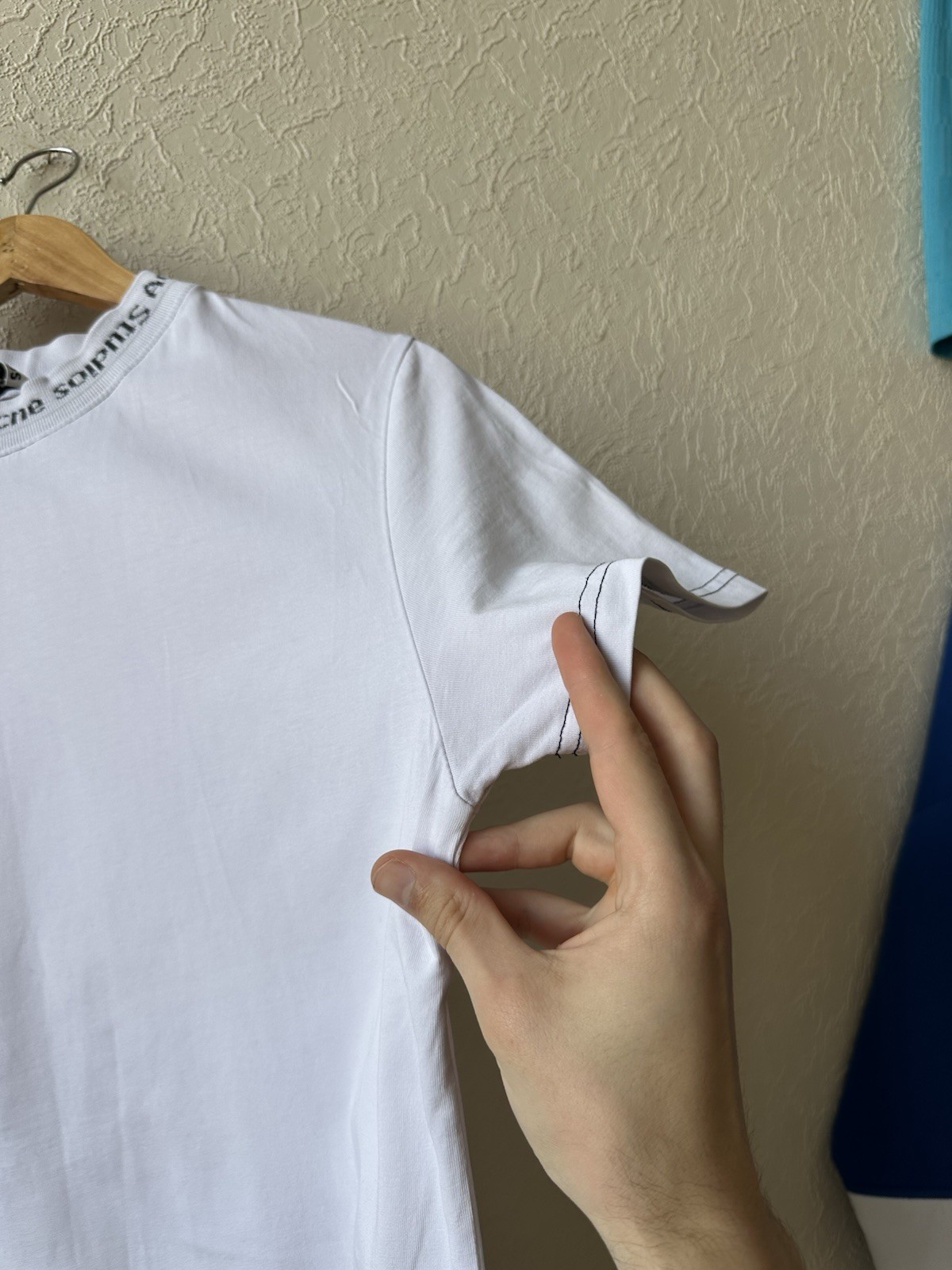 Acne Studios Logo Jacquard Collar White T Shirt