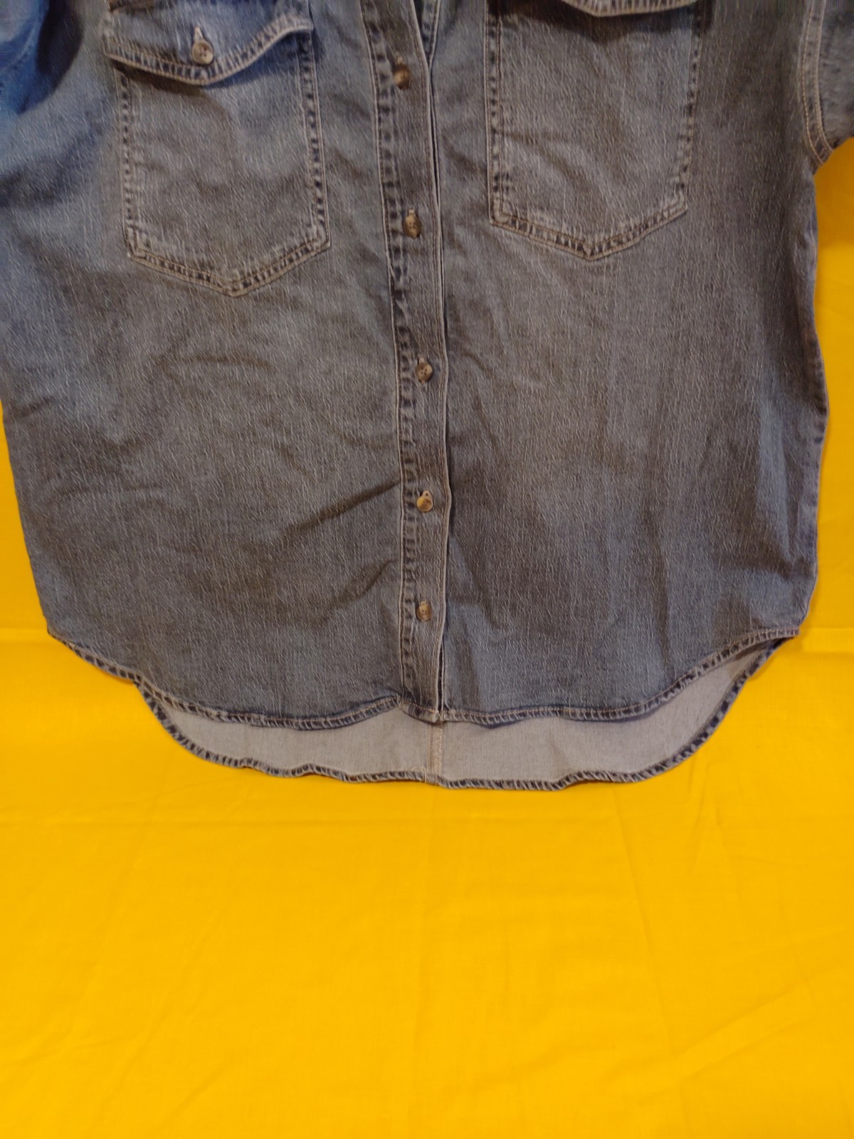 Gloria Vanderbilt Comfortable Long Sleeve Button-Up Denim Shirt, Blue, Size M