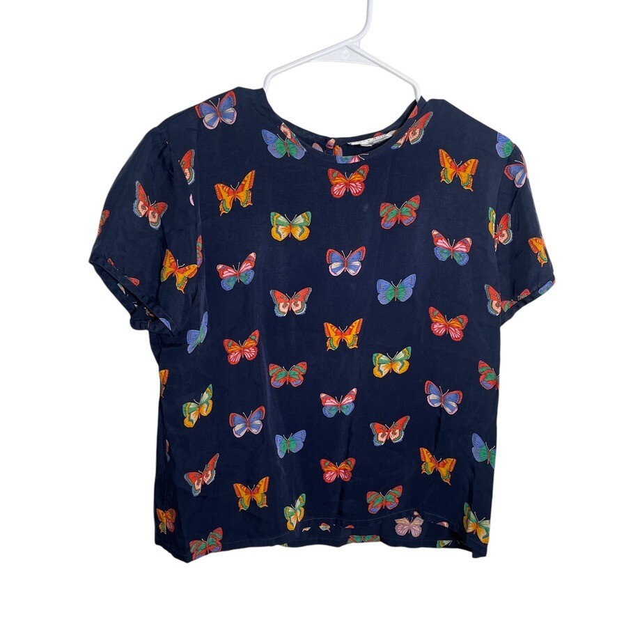 Doncaster Blouse Women’s 10 Butterfly Short Sleeve Art To Wear Casual Top