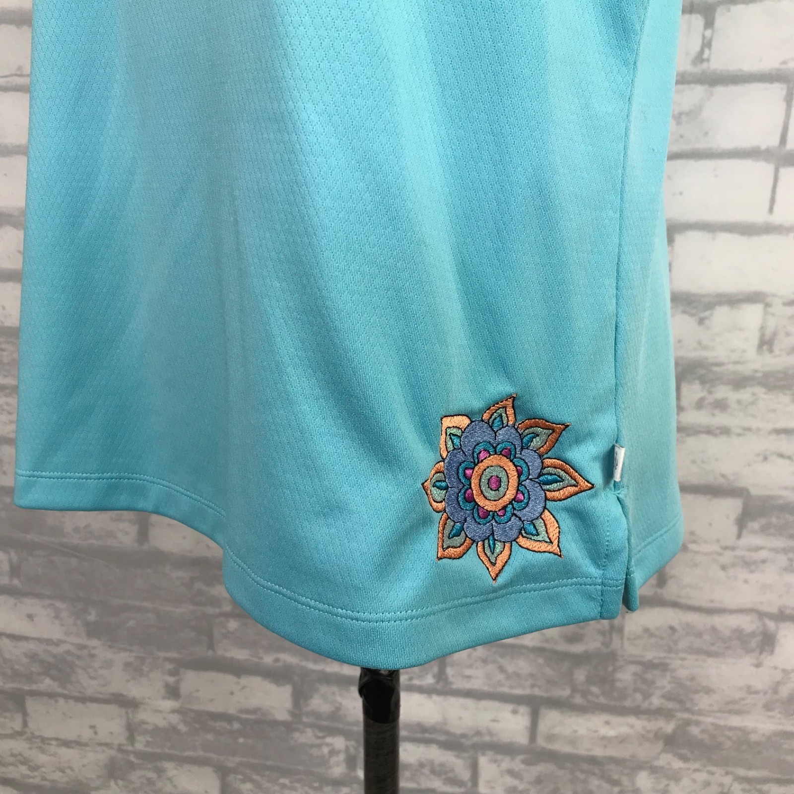 Lady Hagen Womens Top Shirt Size L Aqua Sleeveless Collar Tennis Golf Knit