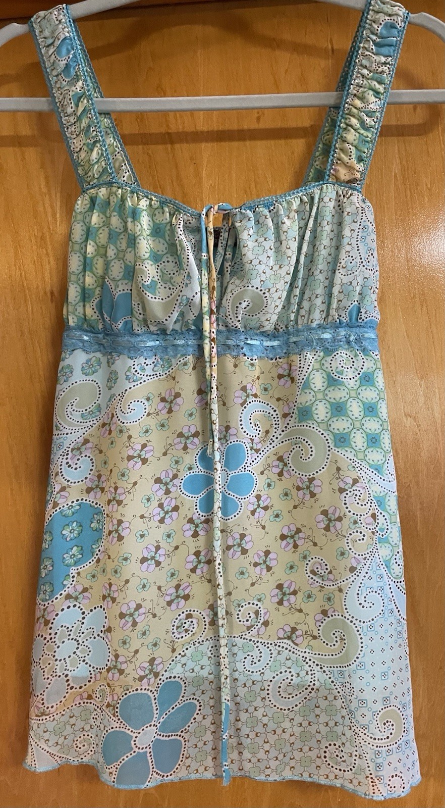 Vintage Y2K Jordache Juniors M (7/9) Baby Blue Cami Babydoll Fairy Whimsical Top
