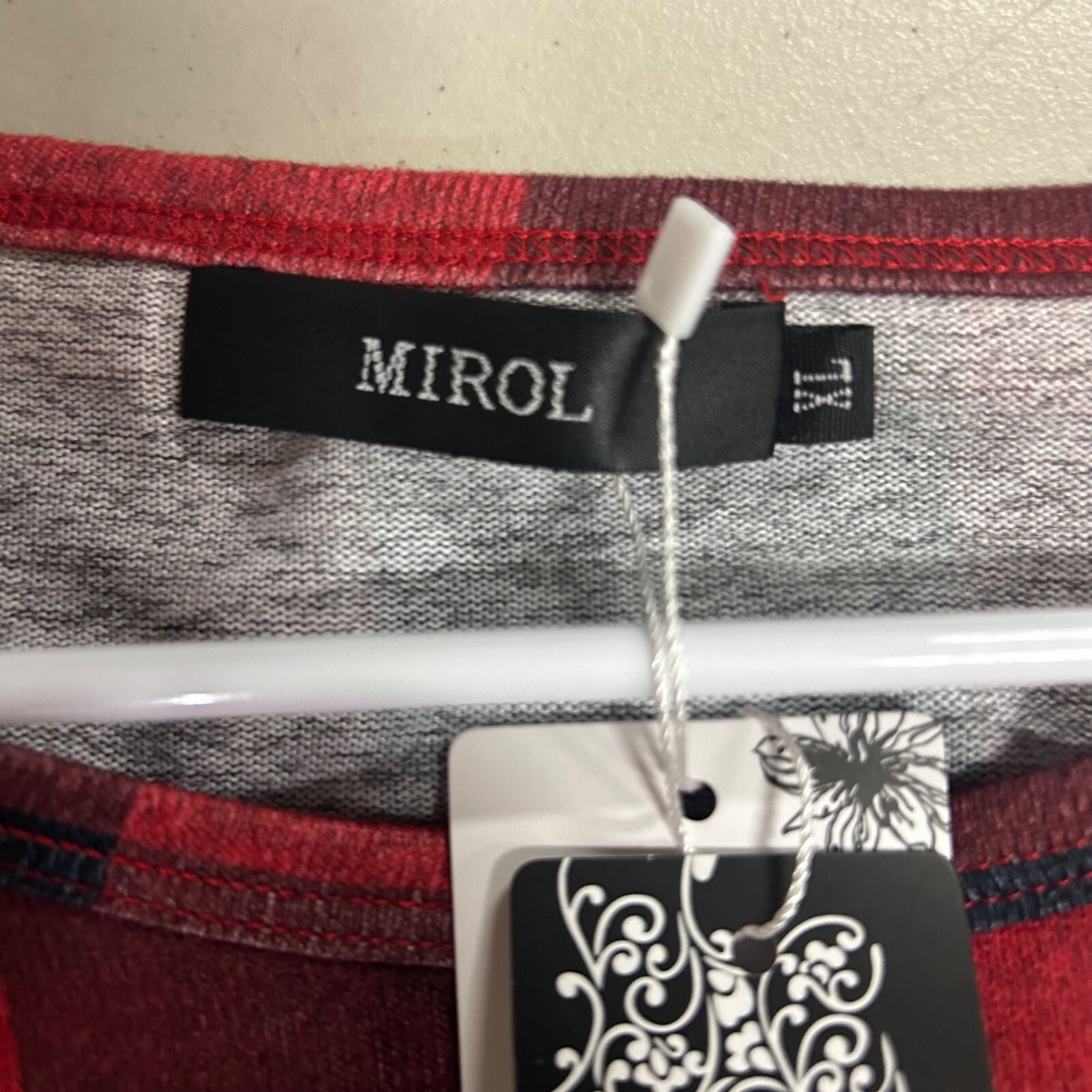NWT Mirol Women’s XL Red Plaid Dress Long Sleeves Knit Pockets NWT
