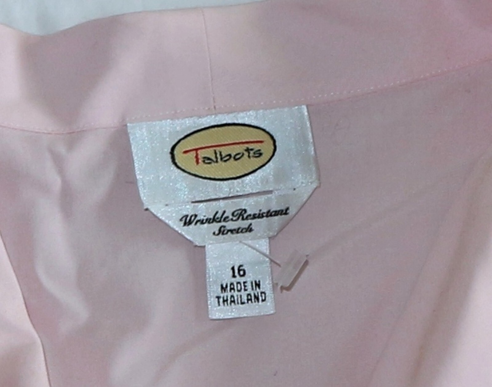 TALBOTS Pink Wrinkle Resistant Stretch Cotton/Lastol V-Neck Blouse – Sz 16 EXC