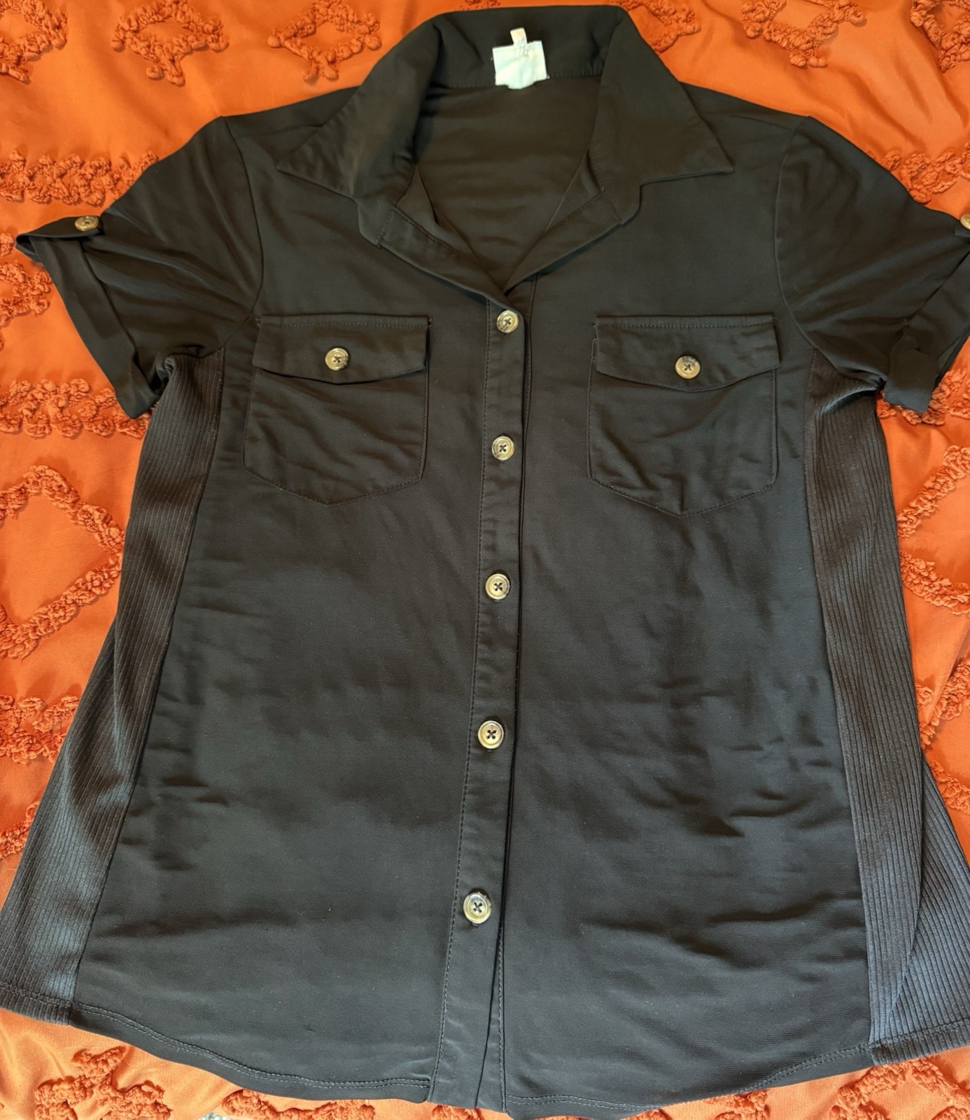 Medium Black Blouse Late August Women’s Size M Button Up Black Top