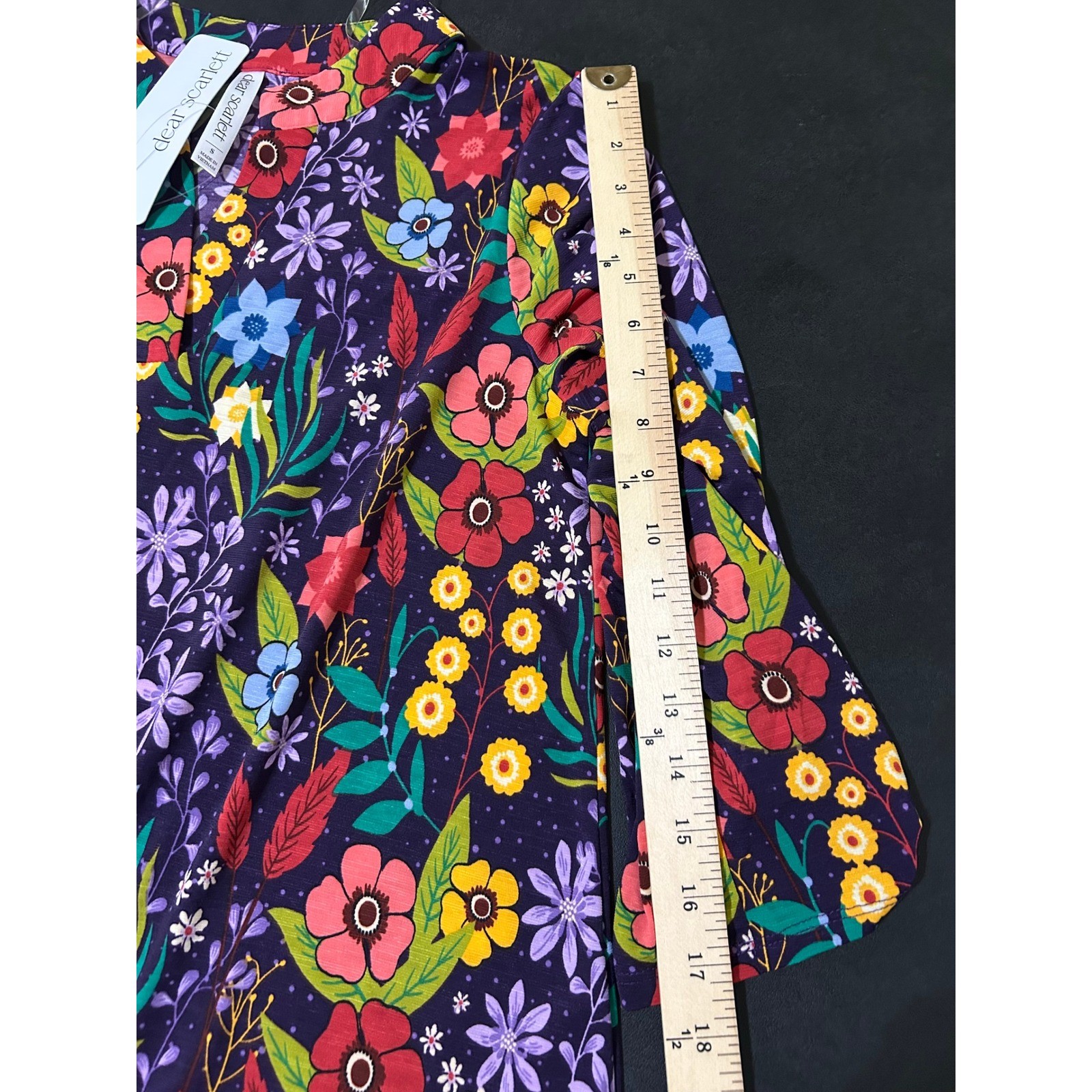 Dear Scarlett Blouse Women S Purple Floral Lizzy Top NEW Garden Party Artsy Chic