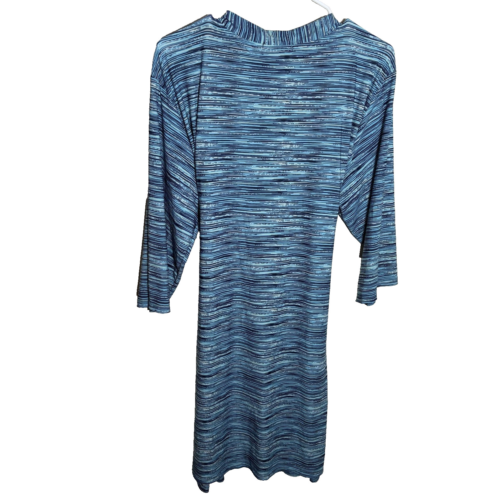 Rene Rofe Robe Women’s XL Blue Tie 3/4 Sleeve Printed Open Pajama Lightweight