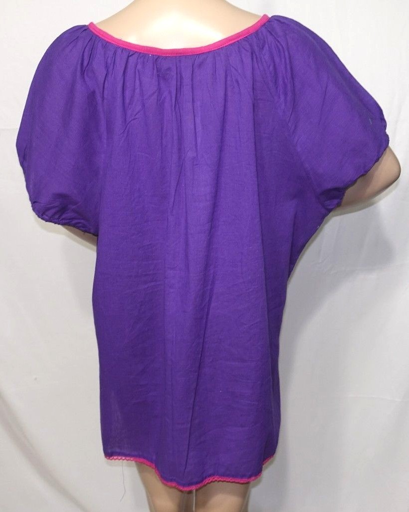 Jennifer Lauren Women Plus Size 1x 2x 3x Purple Gypsy Tunic Top Blouse Shirt